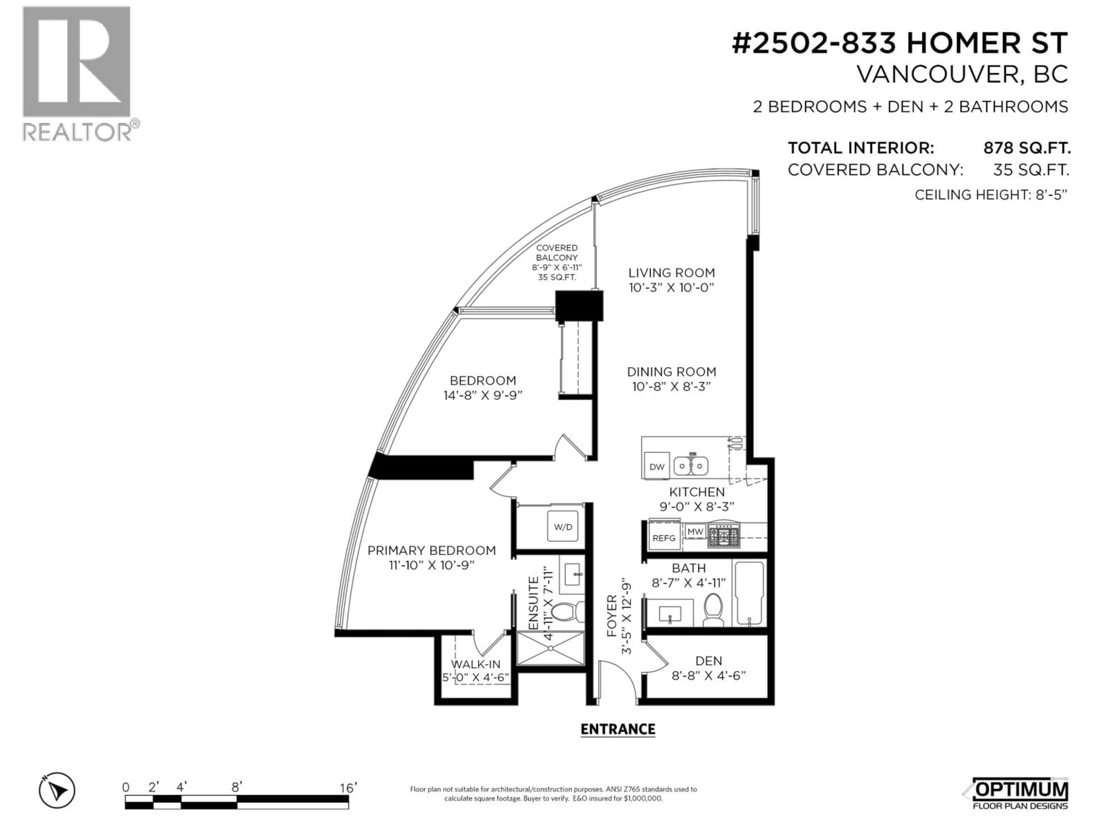 Floor plan for 2502 - 833 HOMER STREET, Vancouver British Columbia V6B0H4