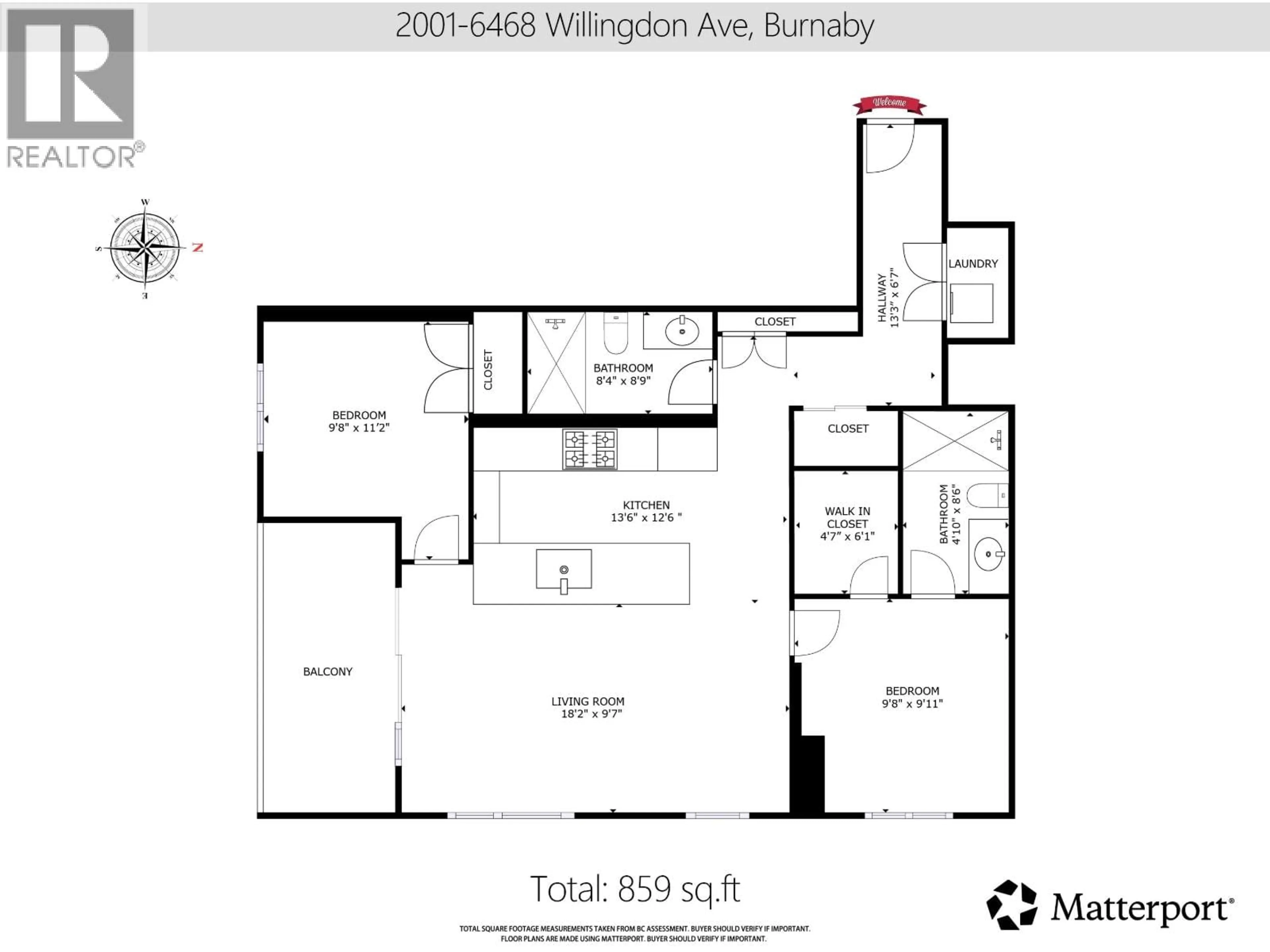 Floor plan for 2001 - 6468 WILLINGDON AVENUE, Burnaby British Columbia V5H0L3