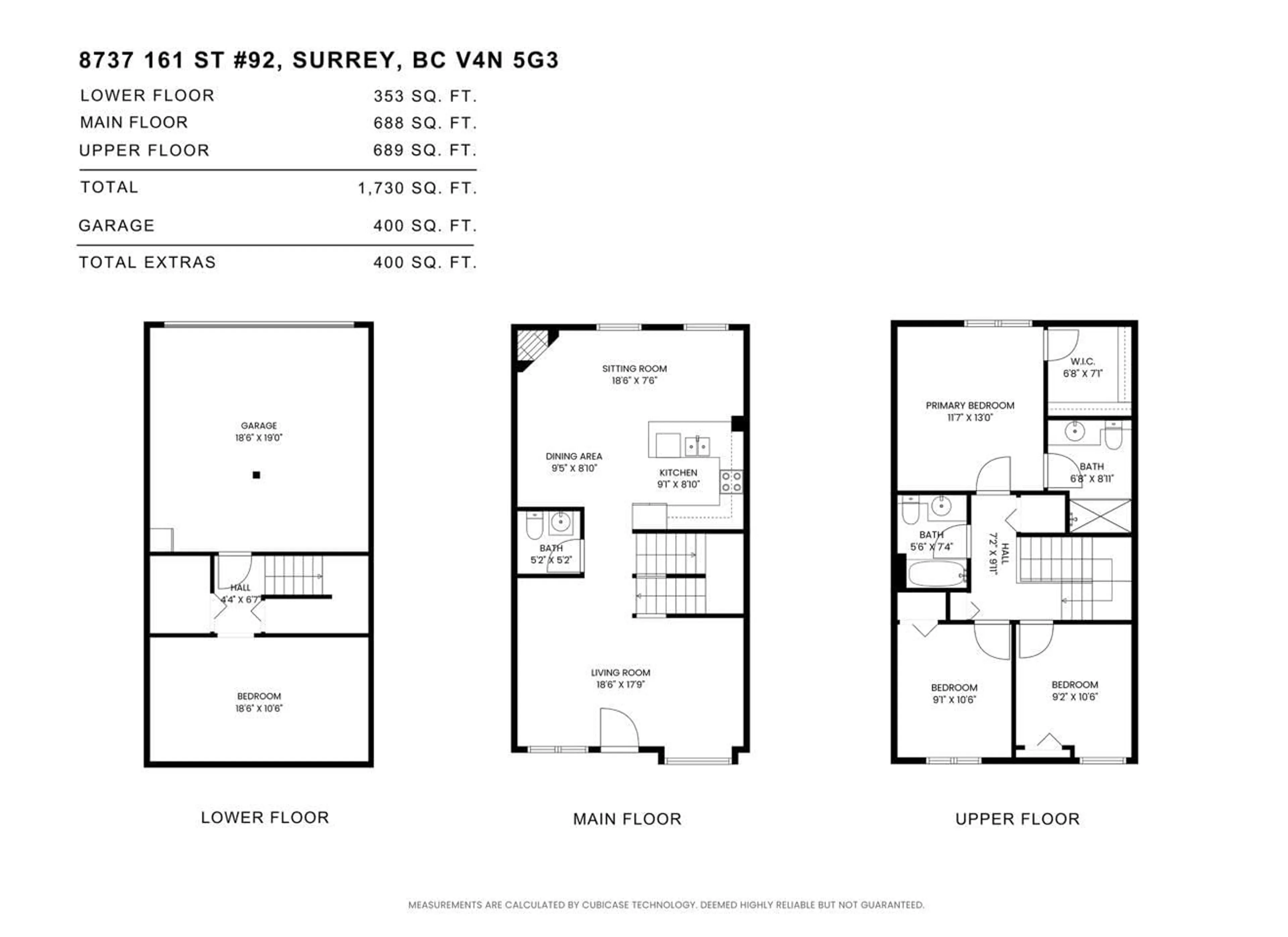 Floor plan for 92 - 8737 161, Surrey British Columbia V4N5G3