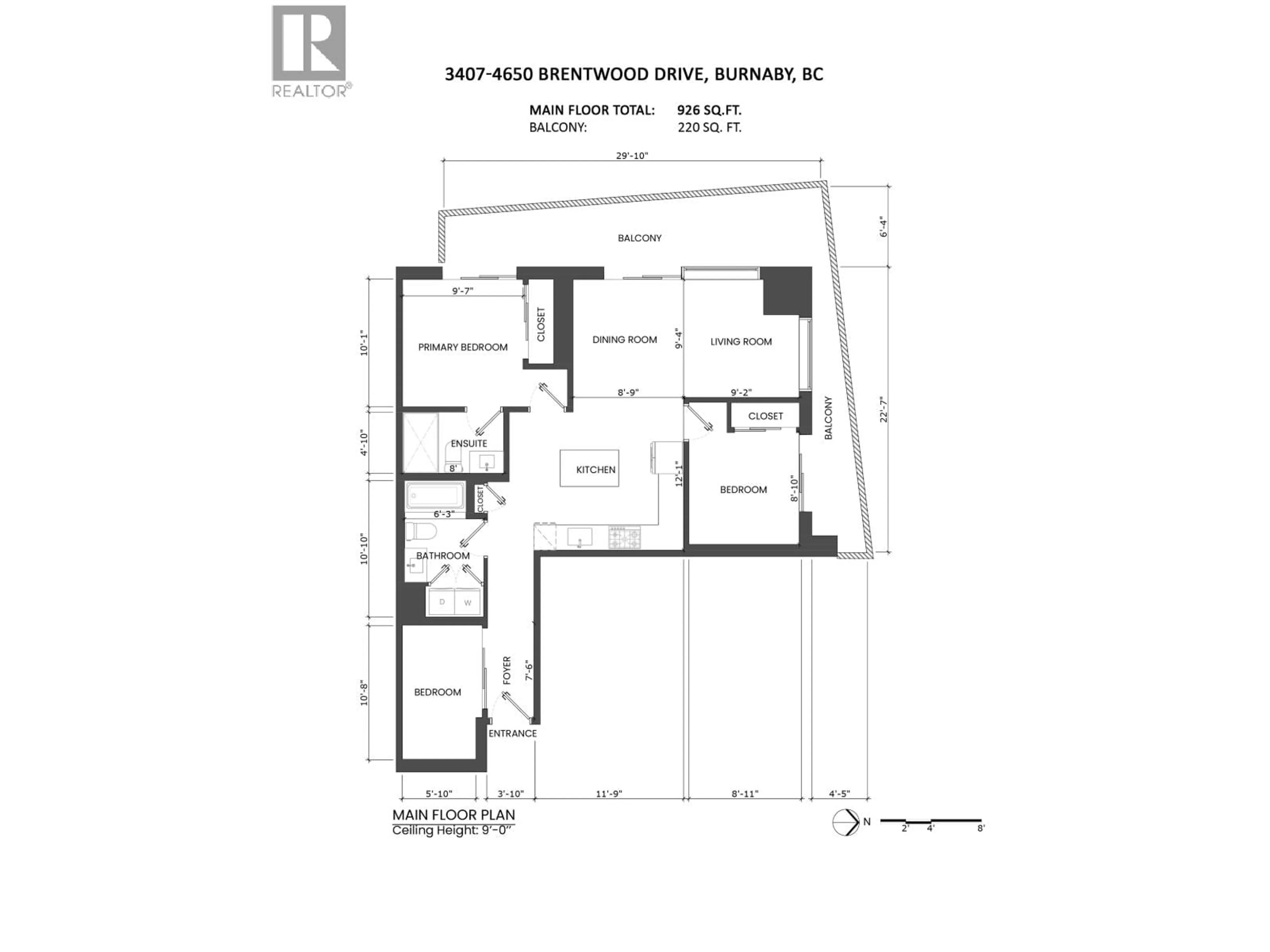 Floor plan for 3407 - 4650 BRENTWOOD BOULEVARD, Burnaby British Columbia V5C0M3