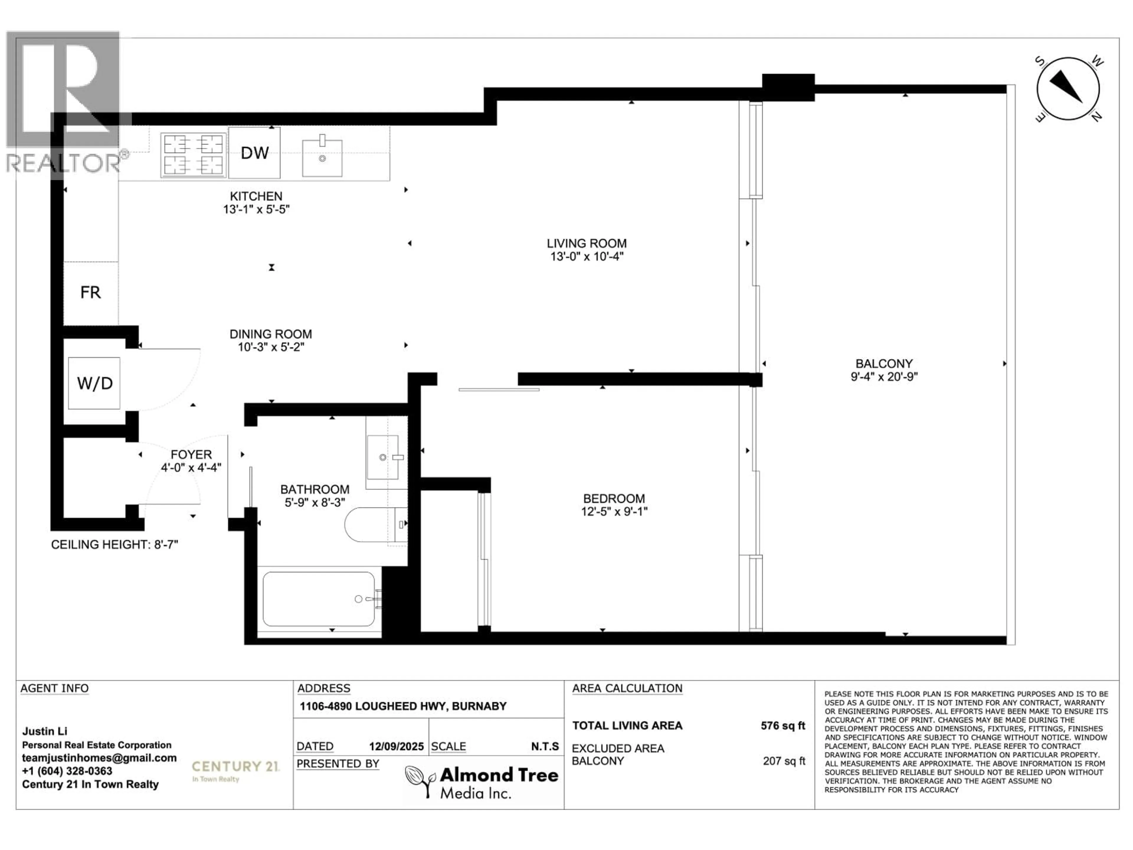 Floor plan for 1106 - 4890 LOUGHEED HIGHWAY, Burnaby British Columbia V5C0N2