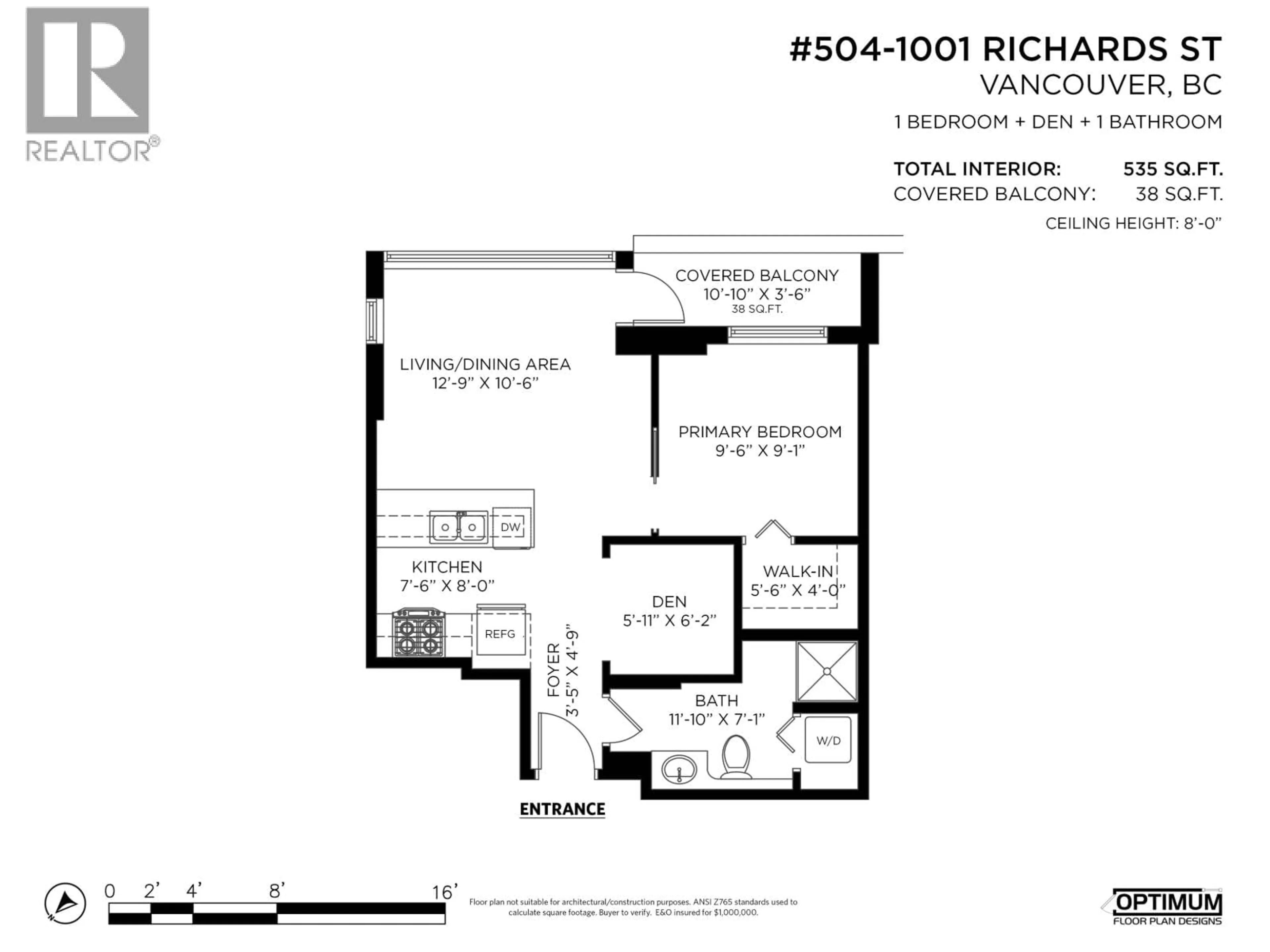 Floor plan for 504 - 1001 RICHARDS STREET, Vancouver British Columbia V6B1J6