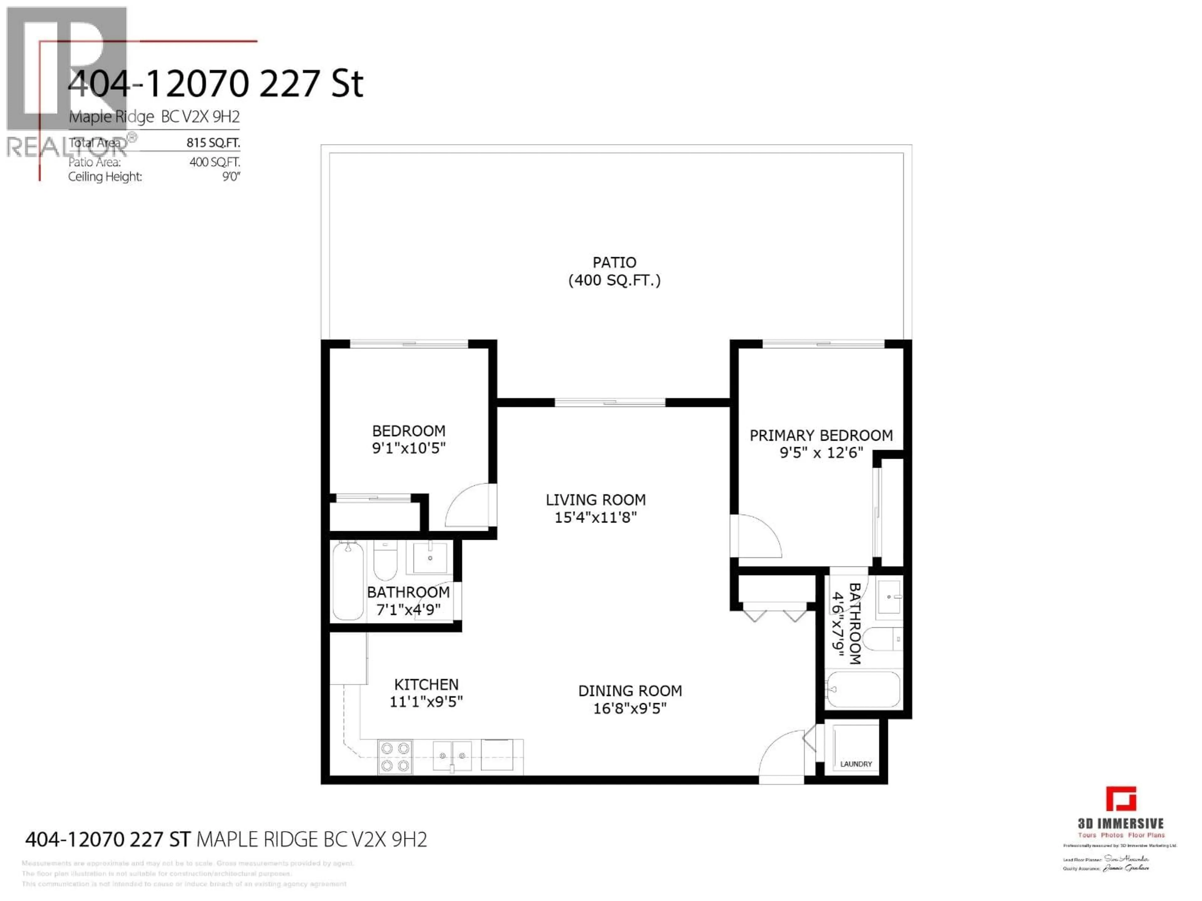 Floor plan for 404 - 12070 227 STREET, Maple Ridge British Columbia V2X9H2