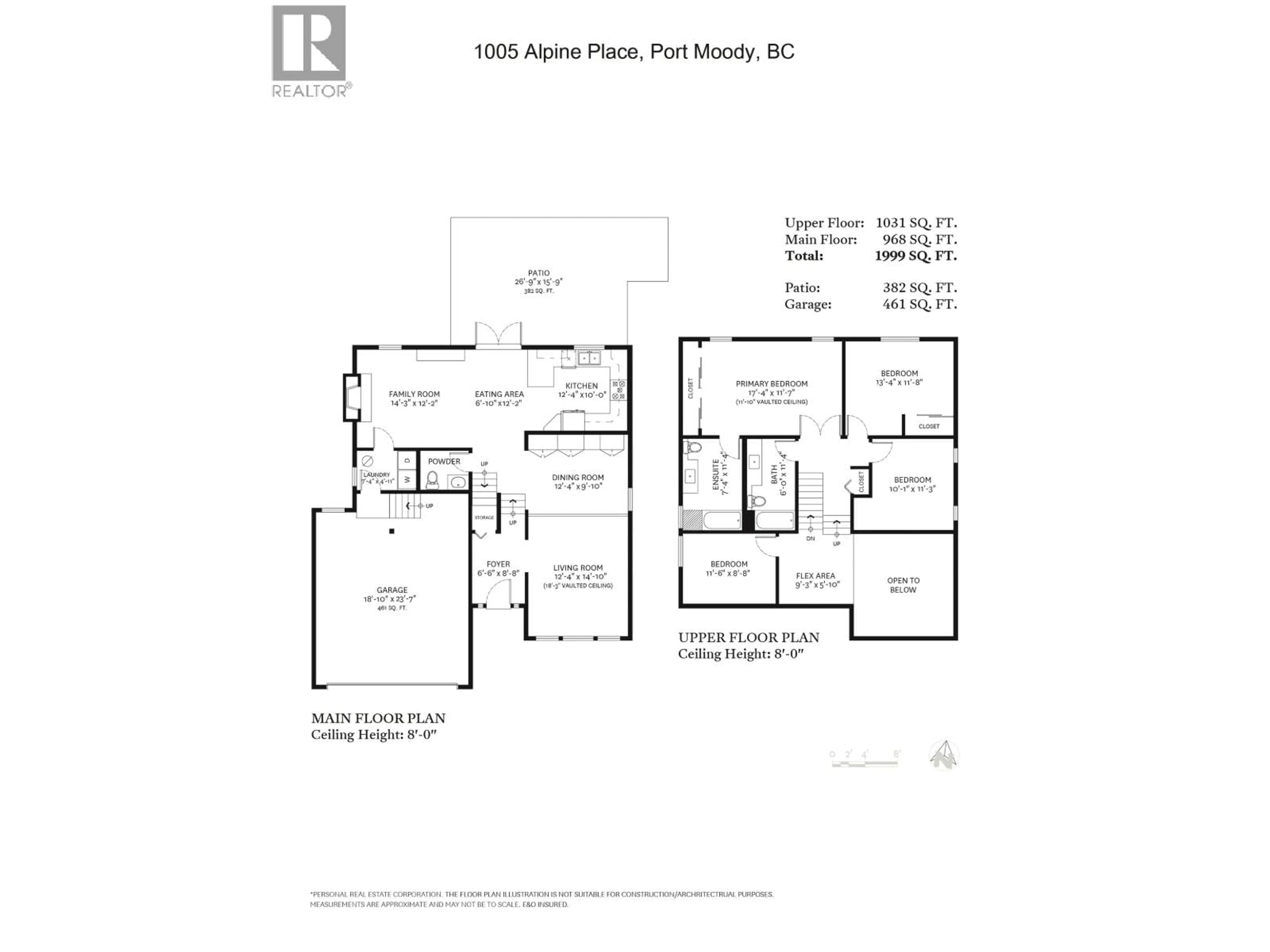 Floor plan for 1005 ALPINE PLACE, Port Moody British Columbia V3H3Y5