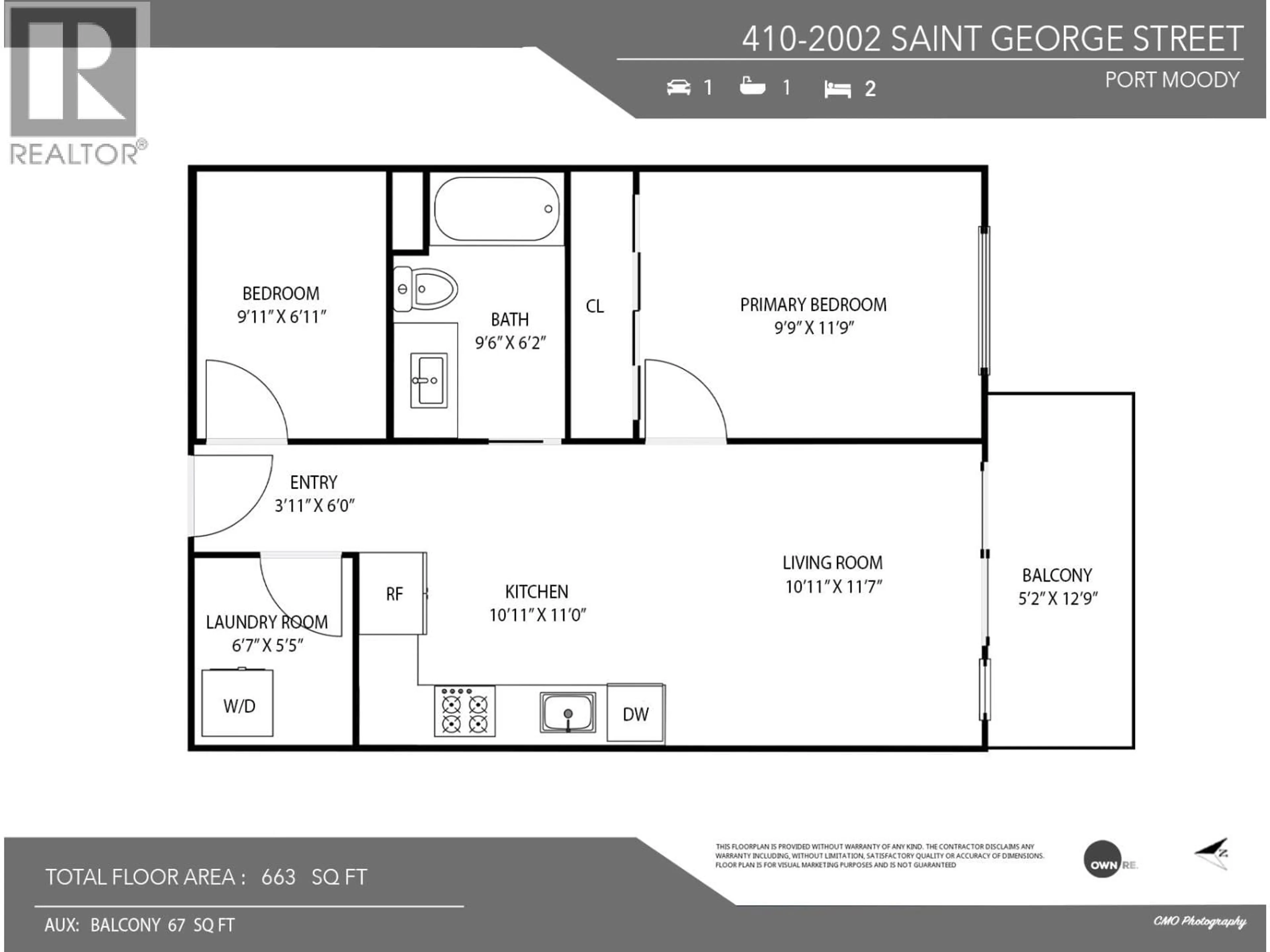 Floor plan for 410 - 2002 ST. GEORGE STREET, Port Moody British Columbia V3H2E6