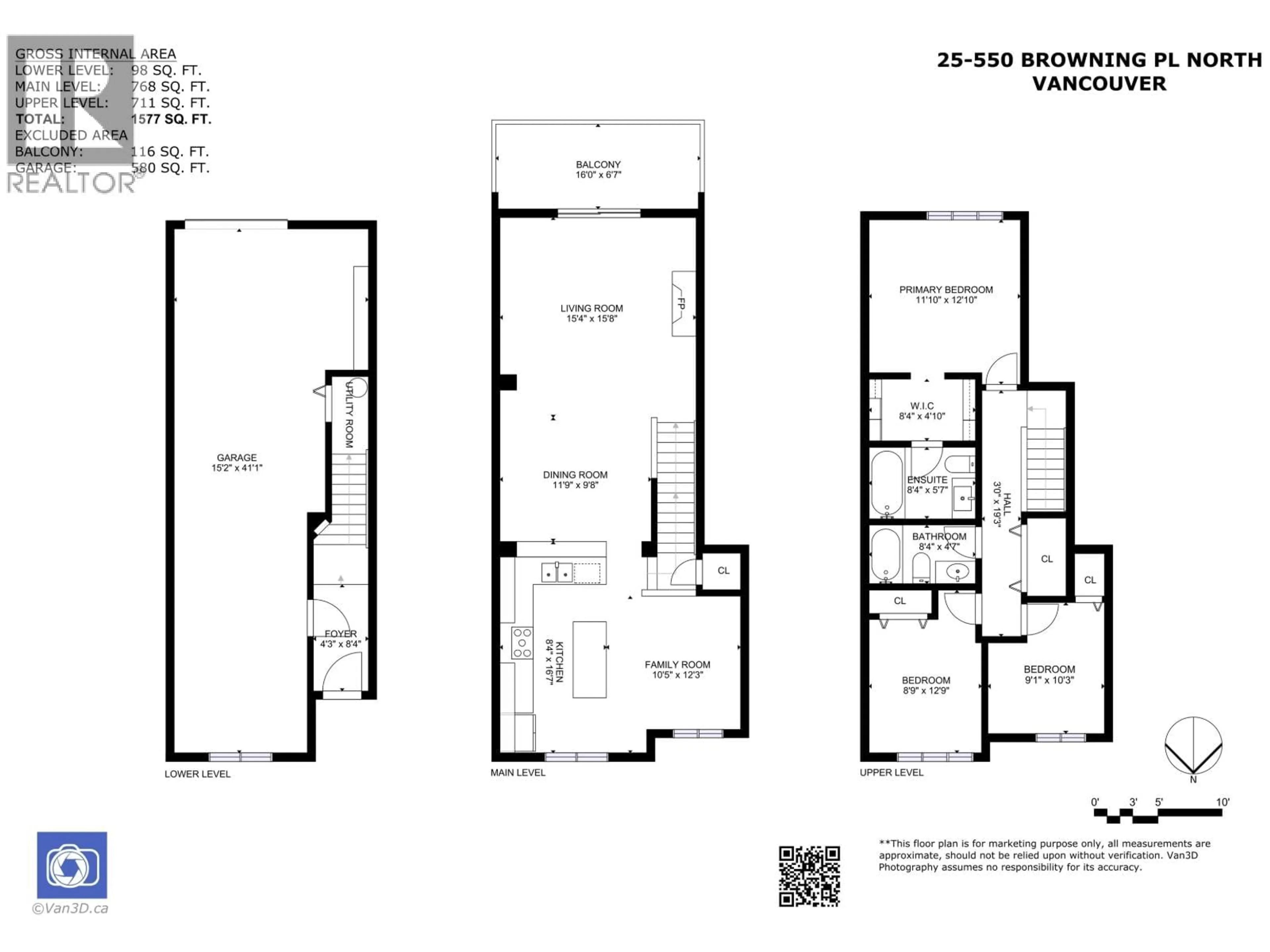 Floor plan for 25 - 550 BROWNING PLACE, North Vancouver British Columbia V7H3A9