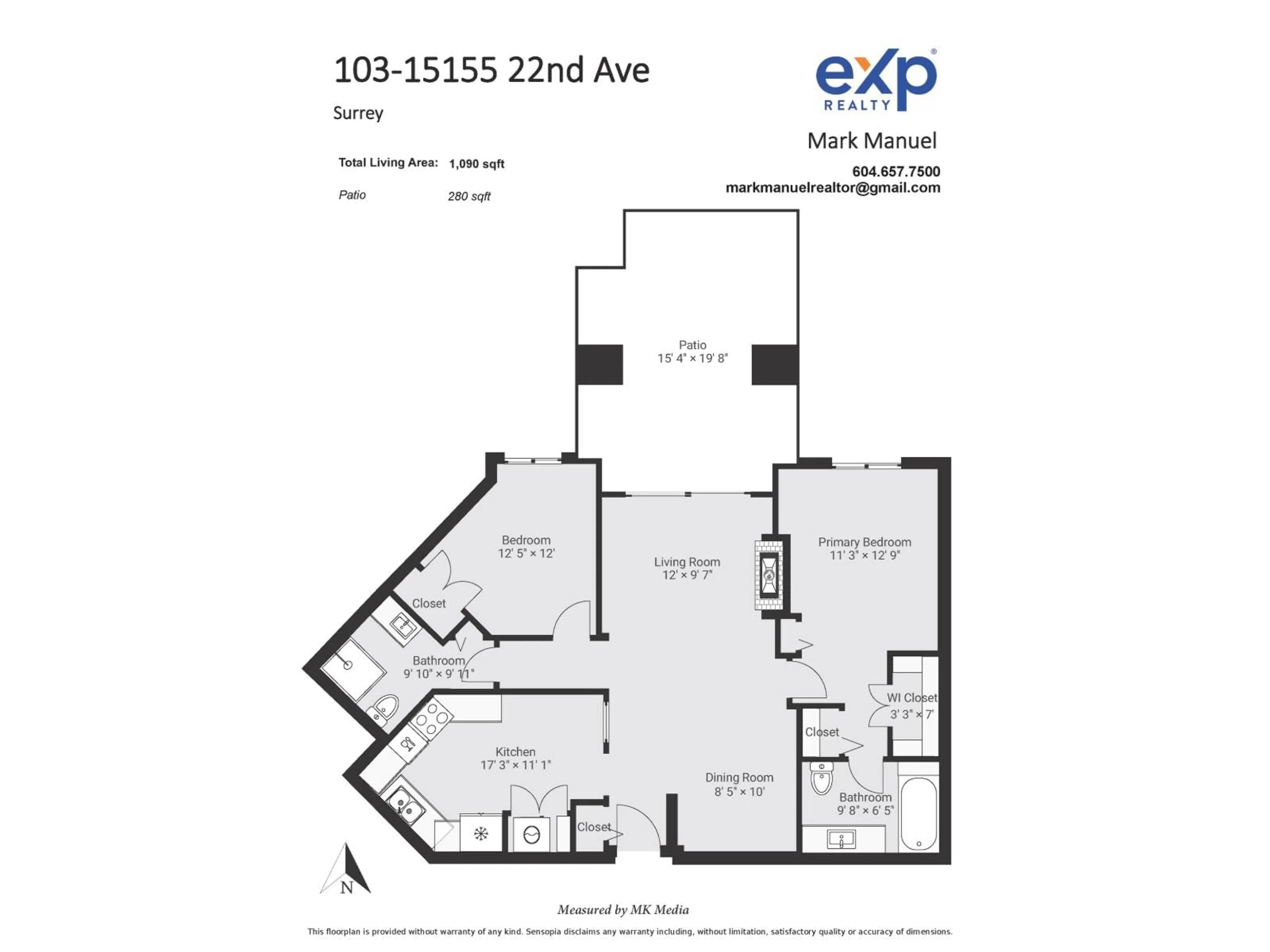 Floor plan for 103 - 15155 22, Surrey British Columbia V4A9T4