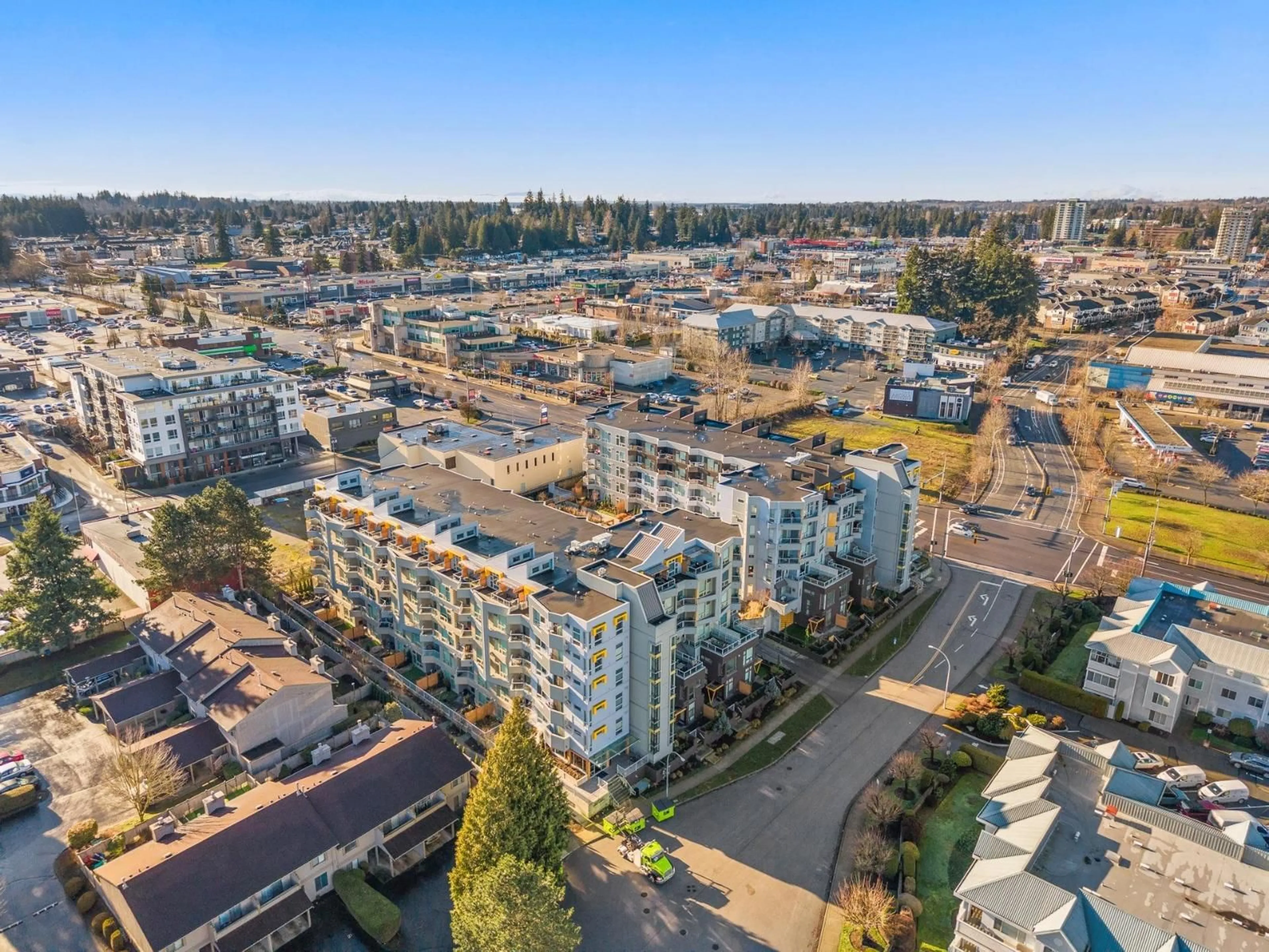 A pic from outside/outdoor area/front of a property/back of a property/a pic from drone, city buildings view from balcony for 307 - 32838 LANDEAU, Abbotsford British Columbia V2S0M6