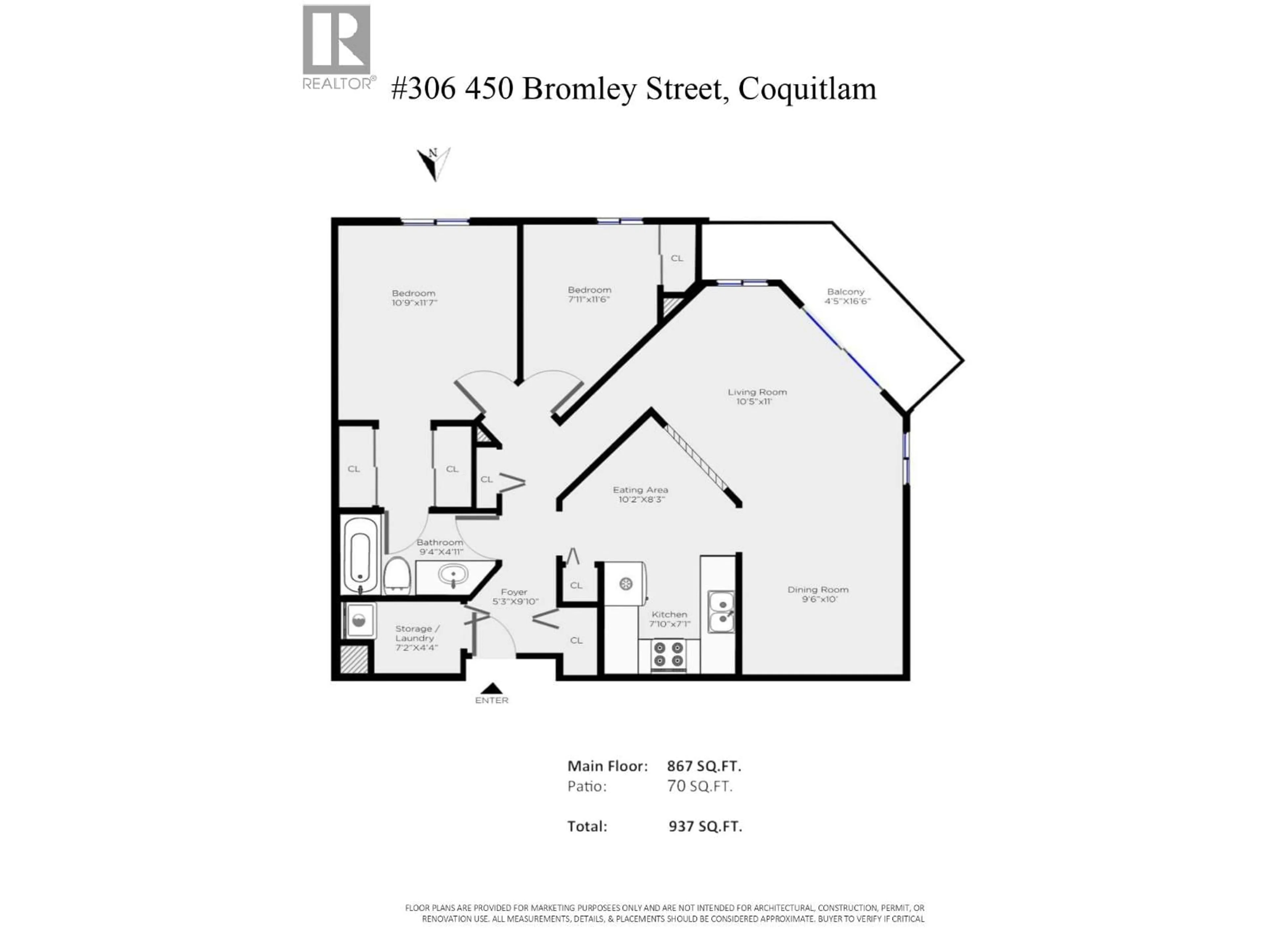 Floor plan for 306 - 450 BROMLEY STREET, Coquitlam British Columbia V3K6S5