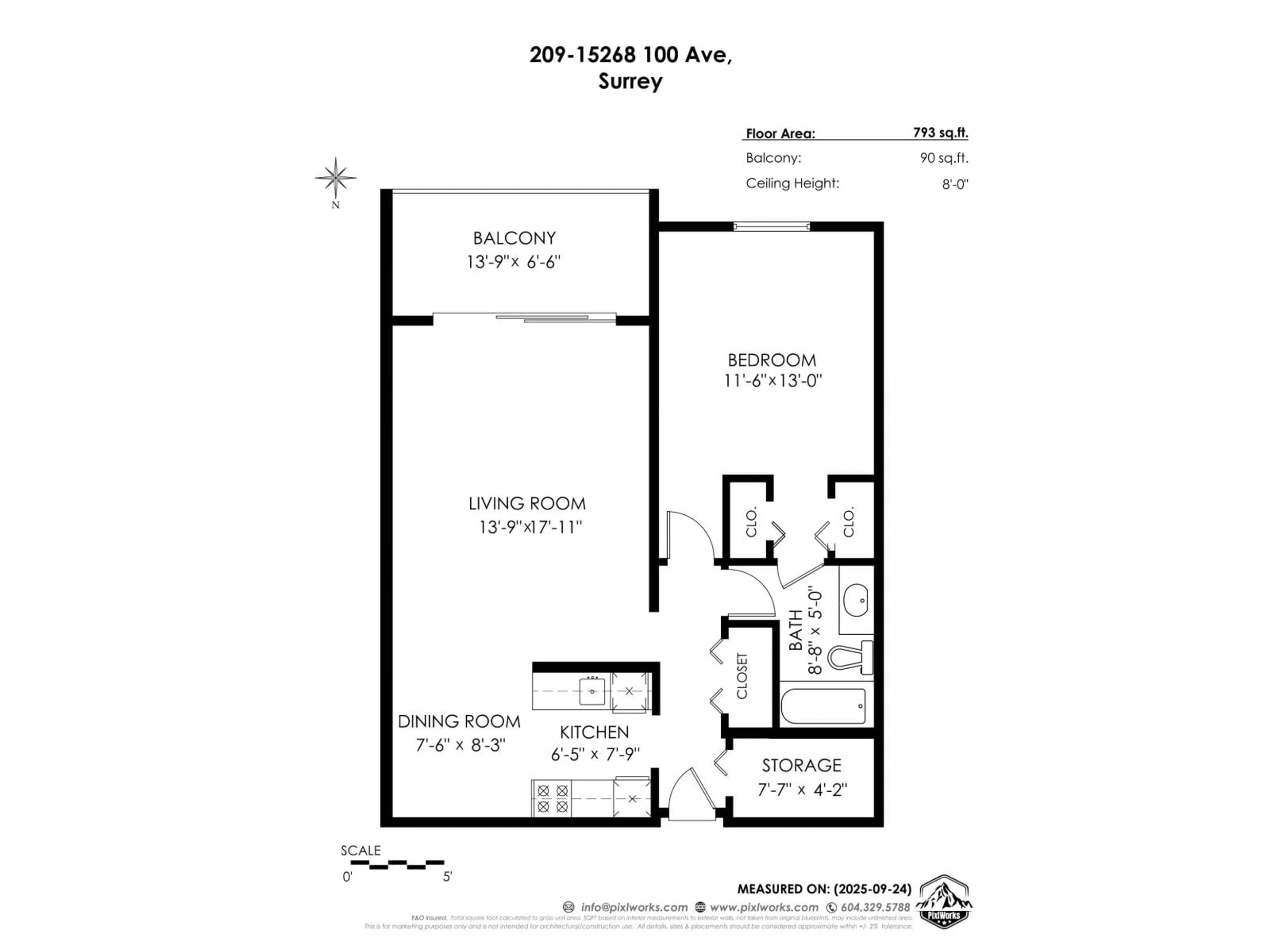Floor plan for 209 - 15268 100, Surrey British Columbia V3R7V1