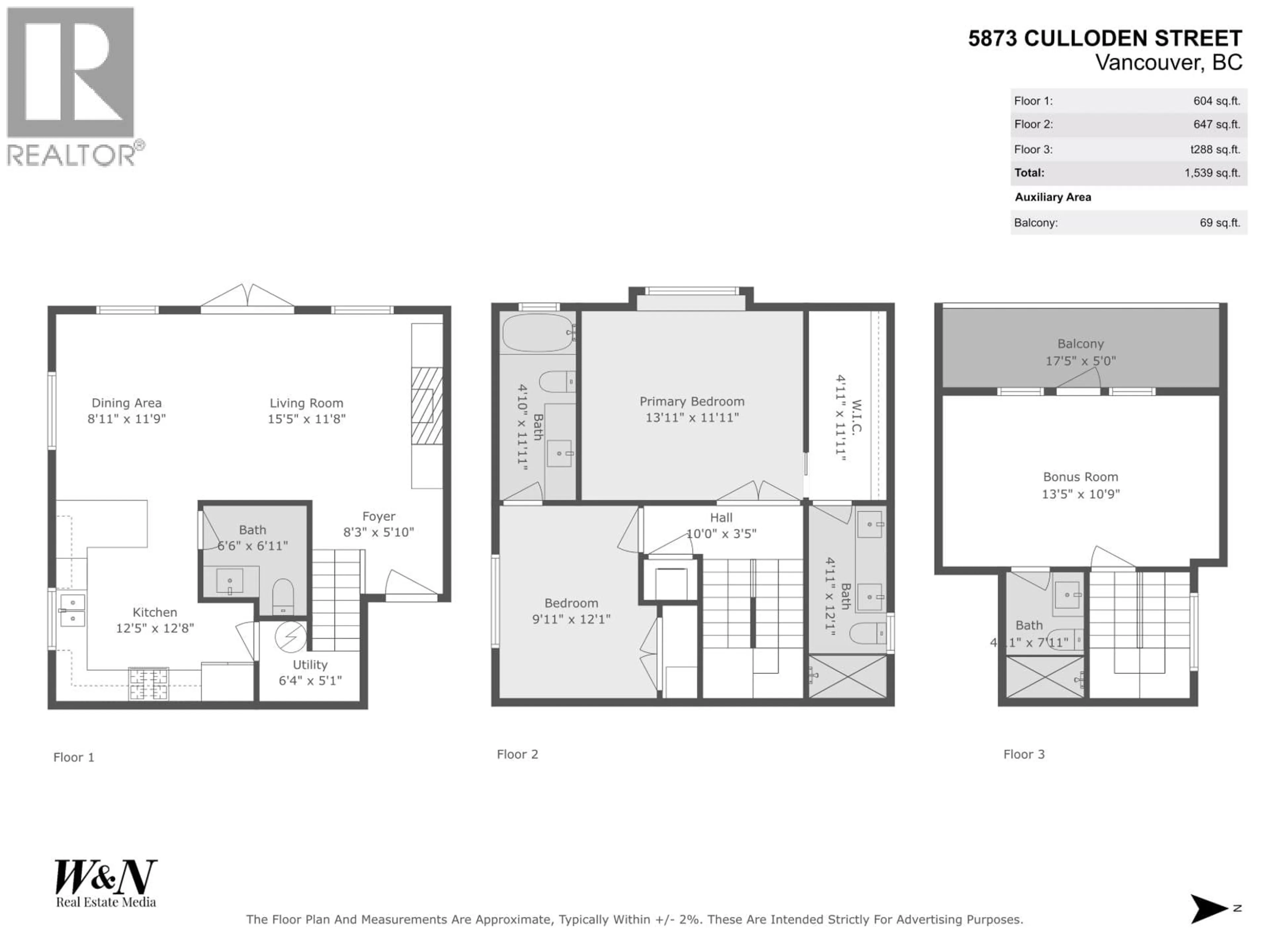 Floor plan for 5873 CULLODEN STREET, Vancouver British Columbia V5W3S1