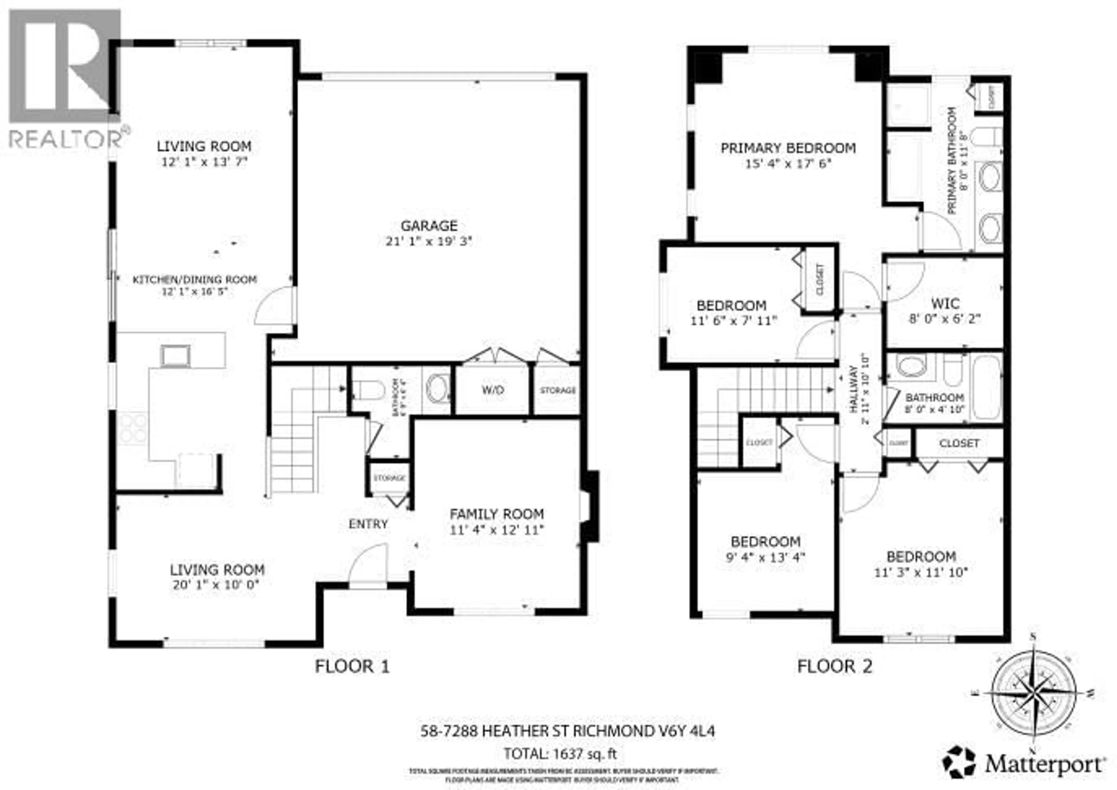 Floor plan for 58 - 7288 HEATHER STREET, Richmond British Columbia V6Y4L4