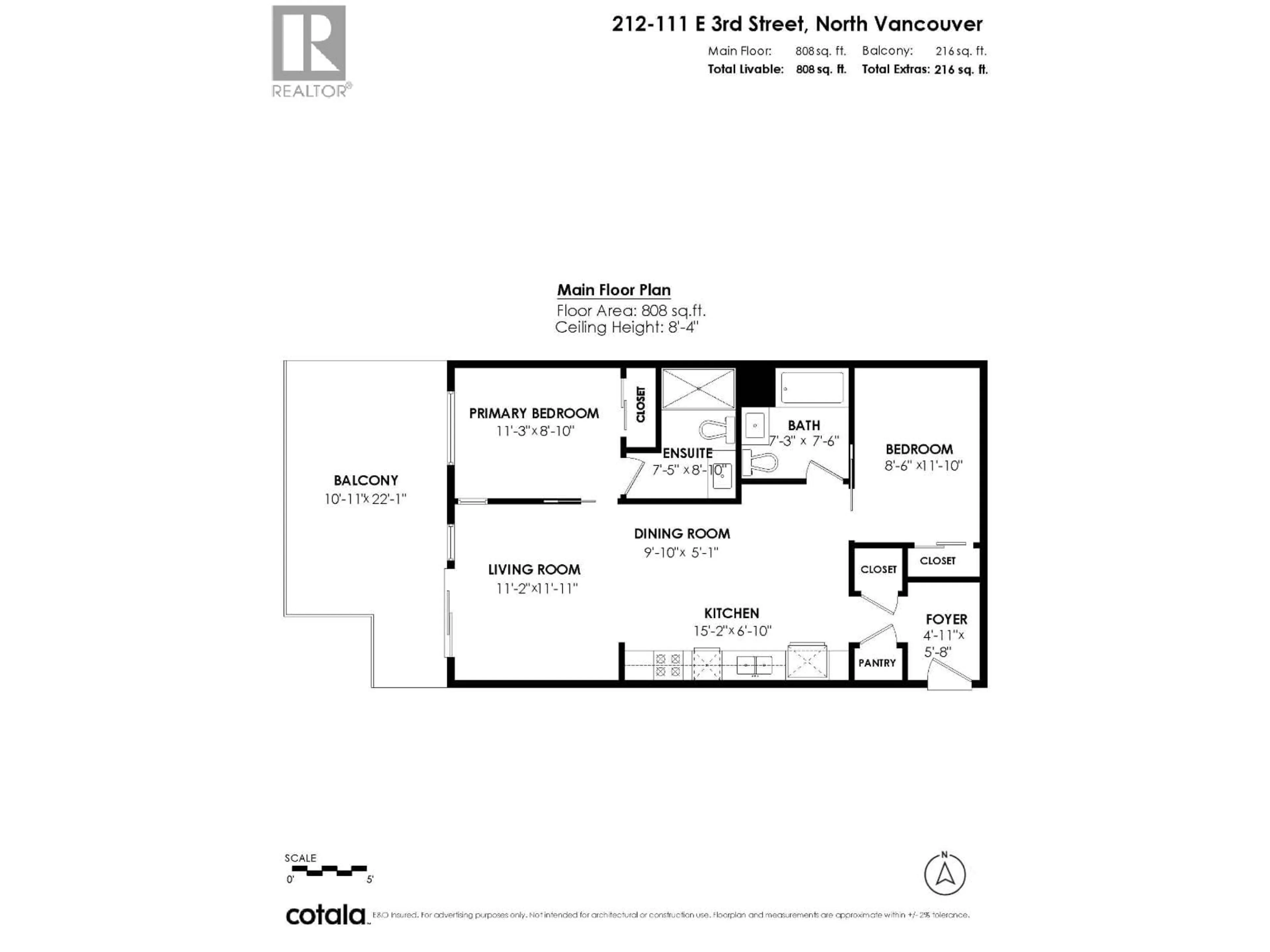 Floor plan for 212 - 111 3RD STREET, North Vancouver British Columbia V7L0C6