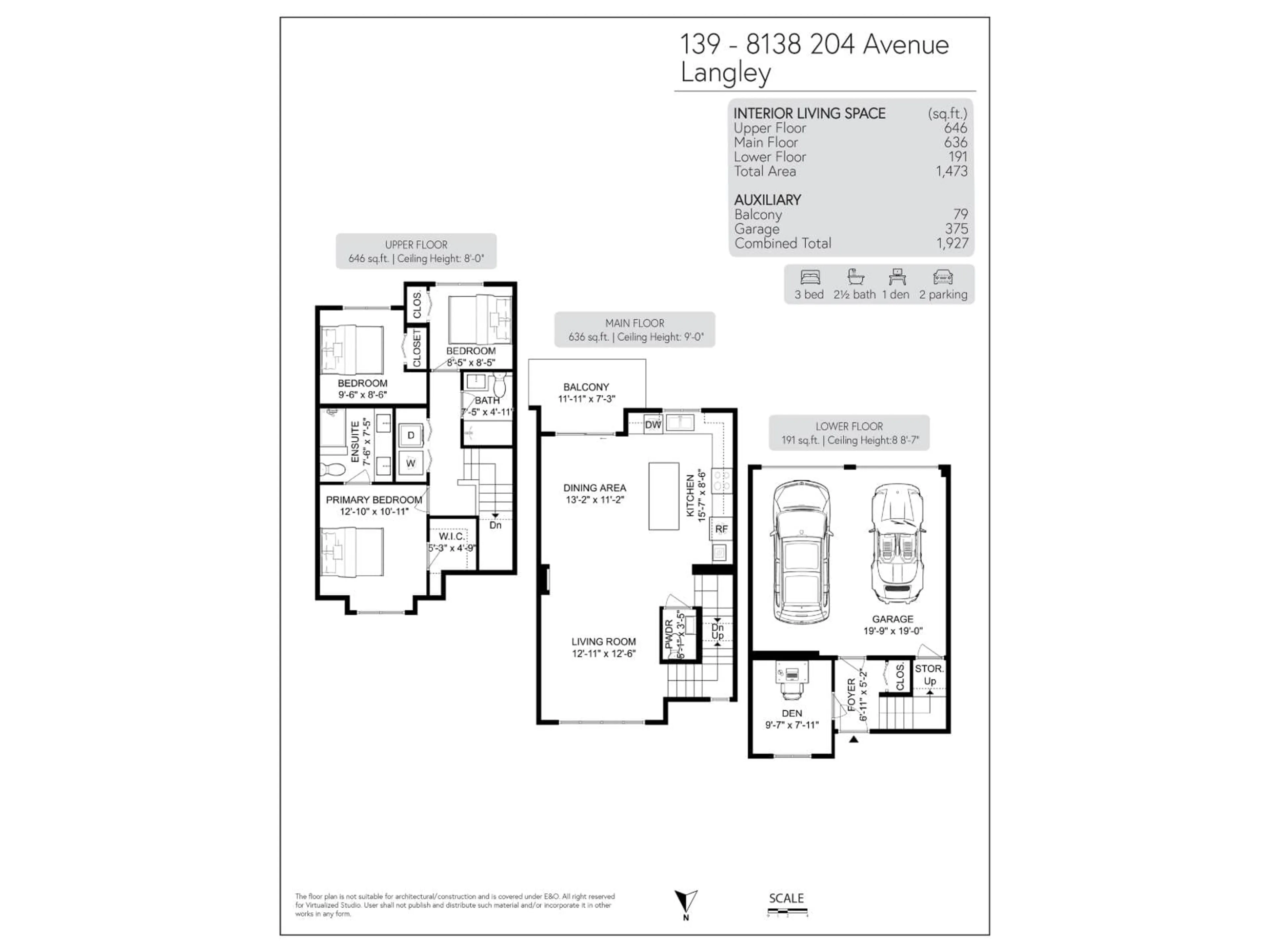 Floor plan for 139 - 8138 204, Langley British Columbia V2Y0T4