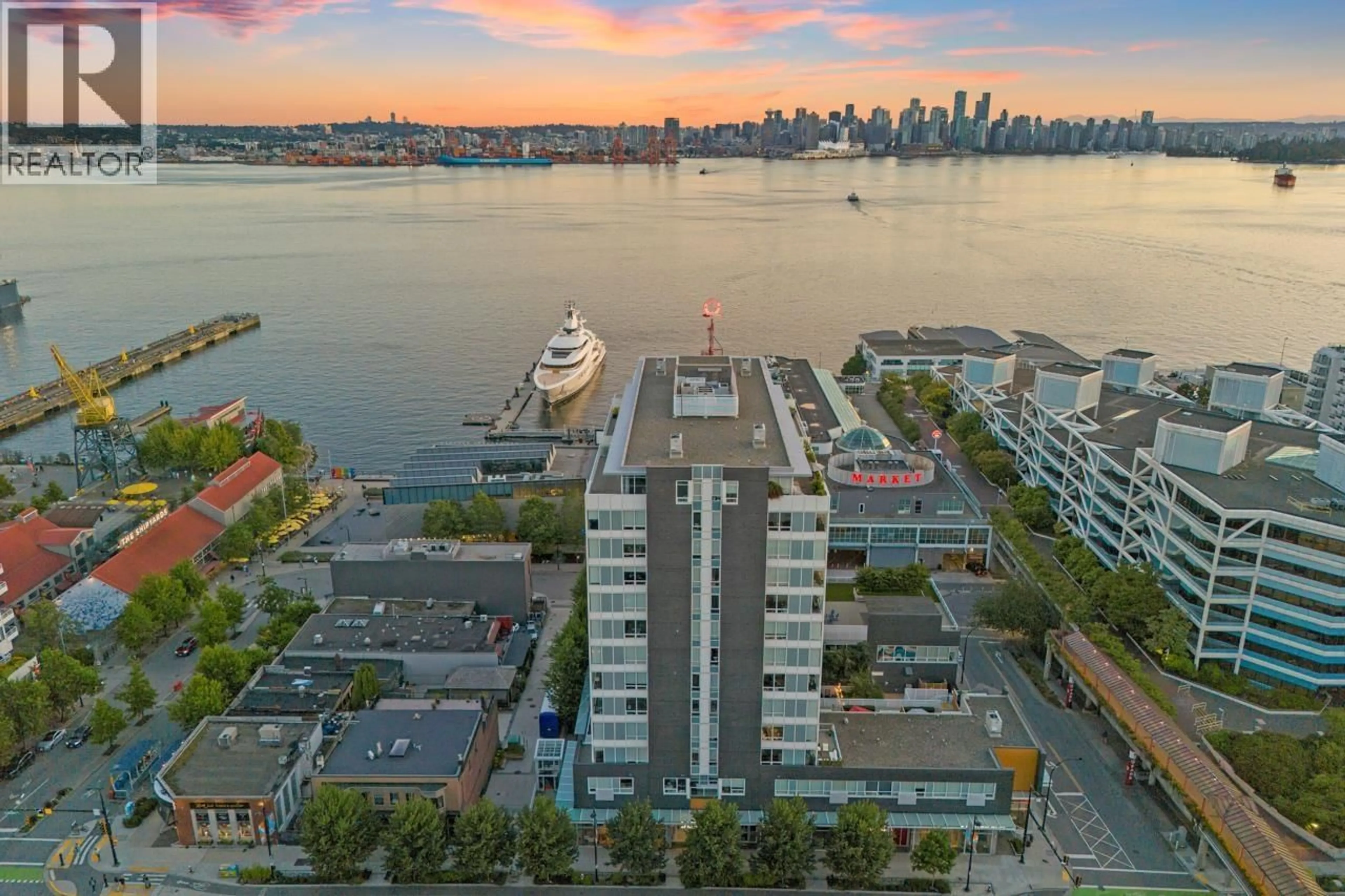 A pic from outside/outdoor area/front of a property/back of a property/a pic from drone, water/lake/river/ocean view for 707 - 118 CARRIE CATES COURT, North Vancouver British Columbia V7M0G6