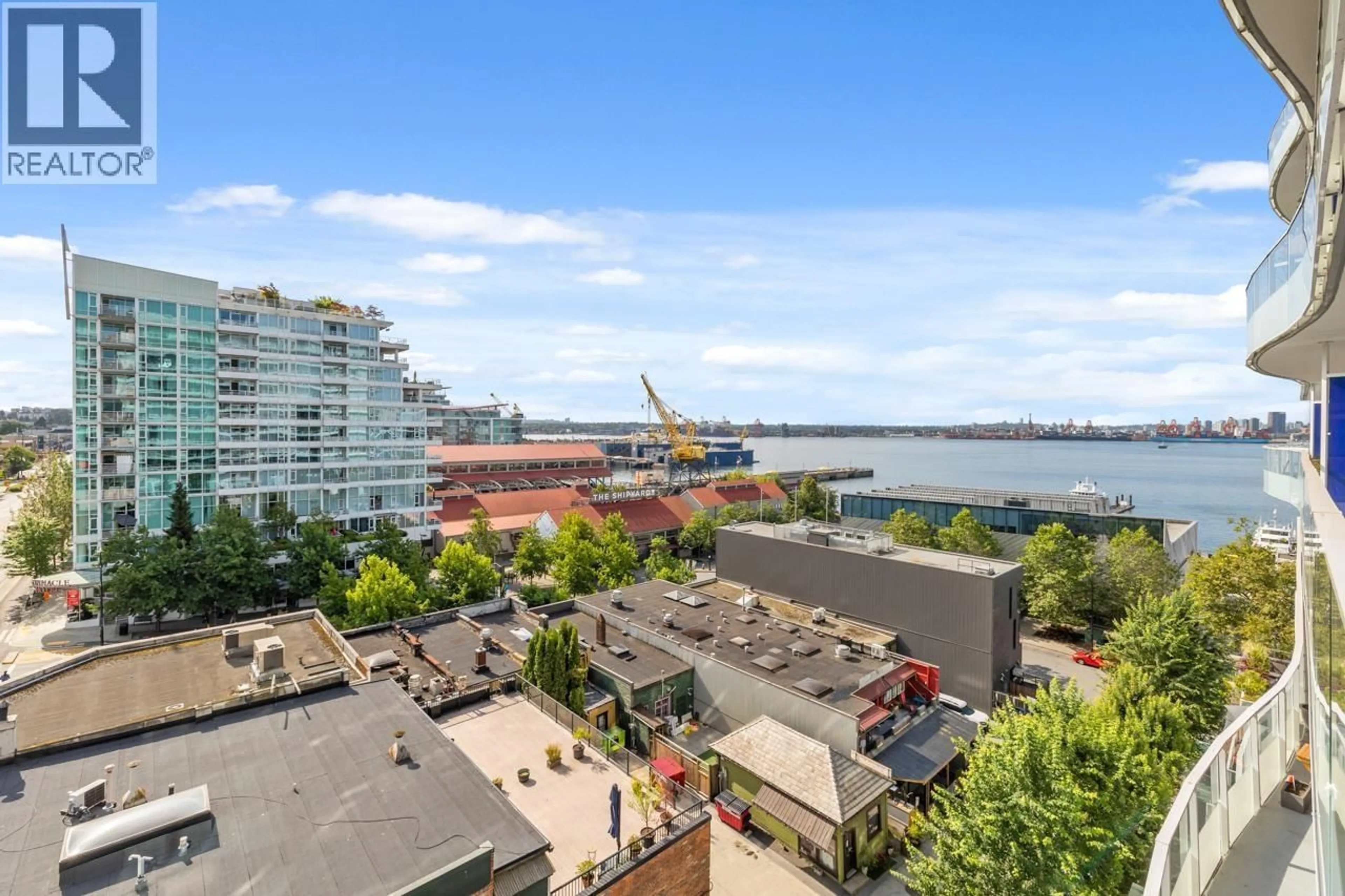 A pic from outside/outdoor area/front of a property/back of a property/a pic from drone, water/lake/river/ocean view for 707 - 118 CARRIE CATES COURT, North Vancouver British Columbia V7M0G6