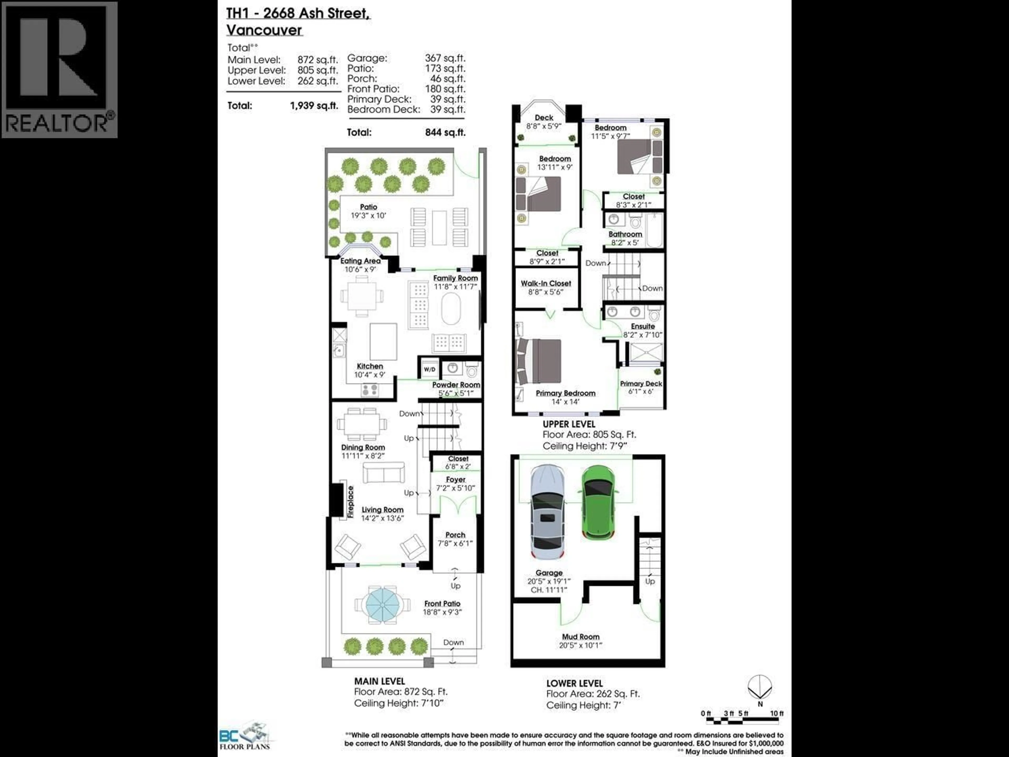 Floor plan for TH1 - 2668 ASH STREET, Vancouver British Columbia V5Z4K4