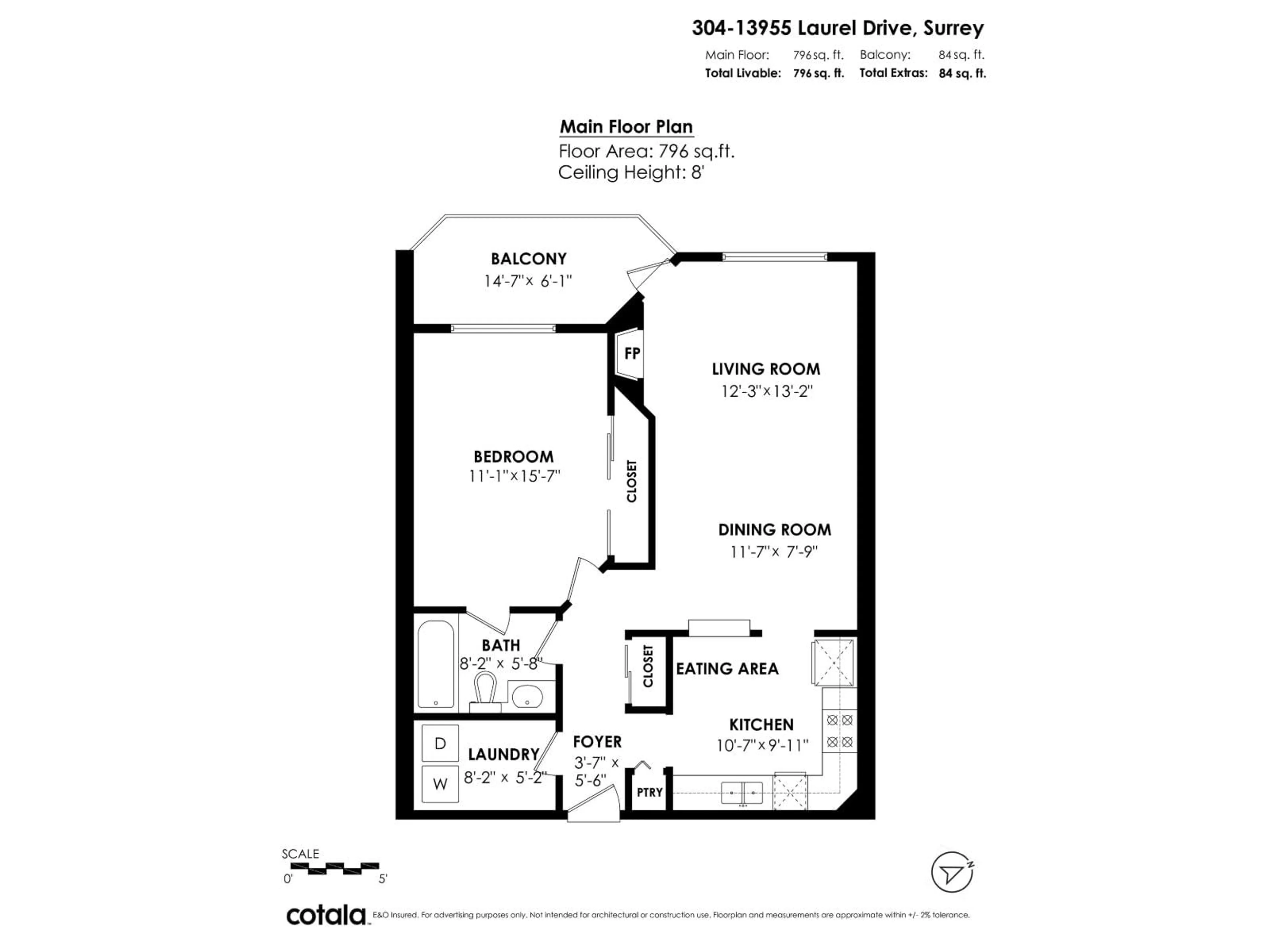 Floor plan for 304 - 13955 LAUREL, Surrey British Columbia V3T1A8