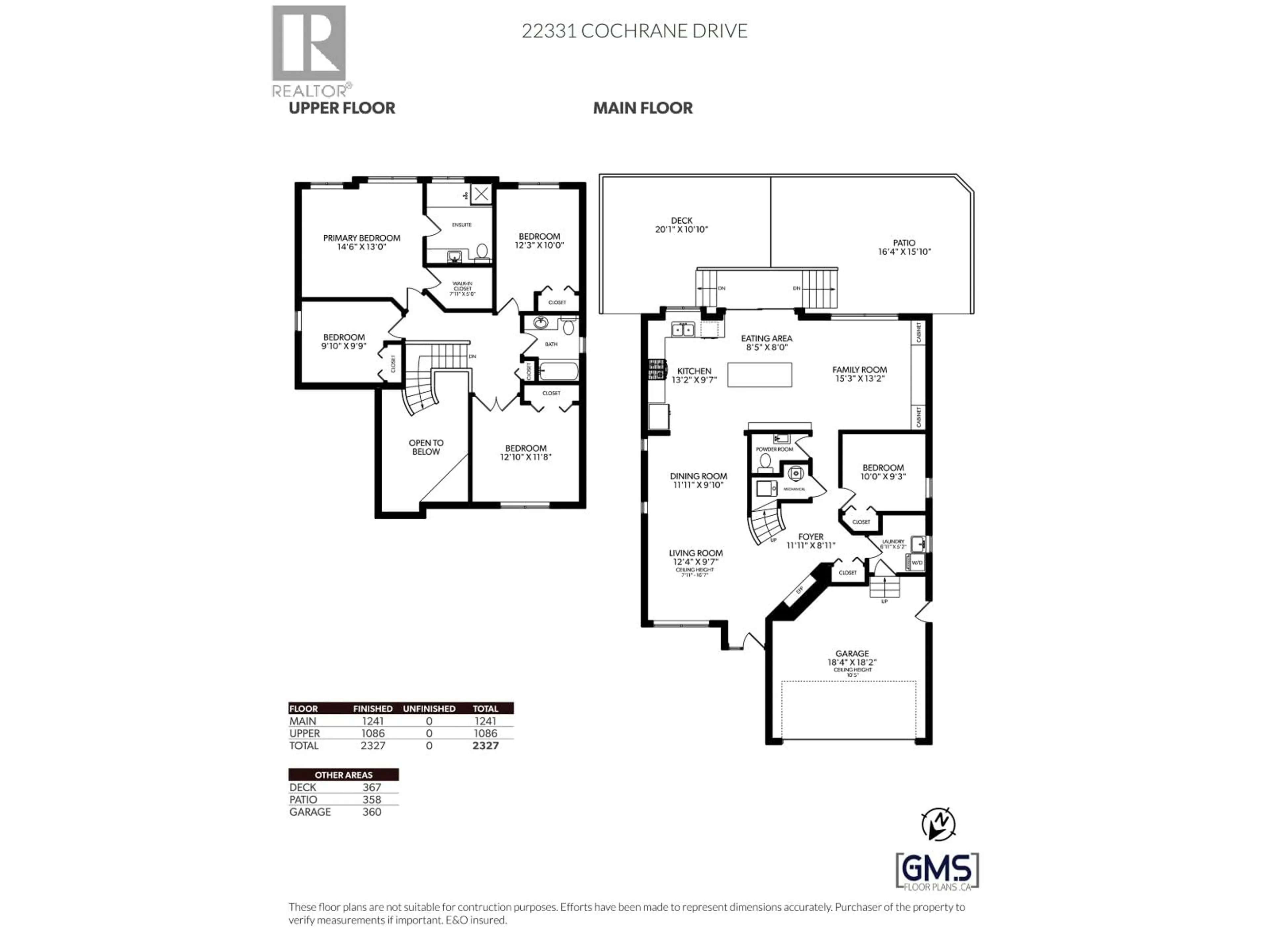 Floor plan for 22331 COCHRANE DRIVE, Richmond British Columbia V6V2T9