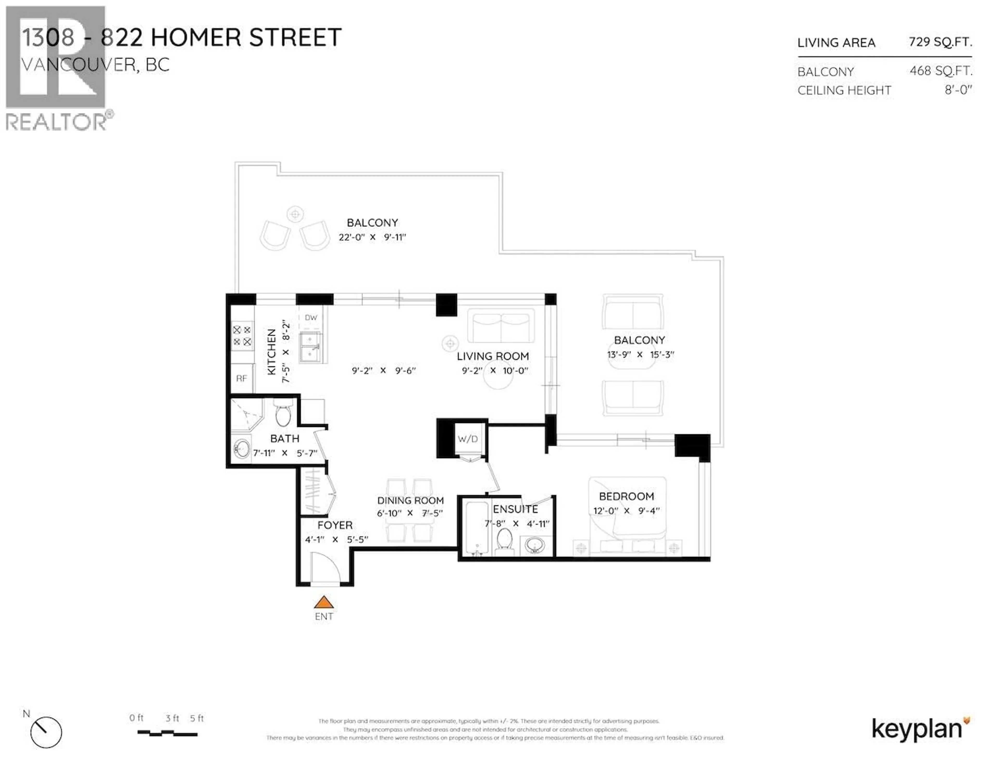 Floor plan for 1308 - 822 HOMER STREET, Vancouver British Columbia V6B6M3