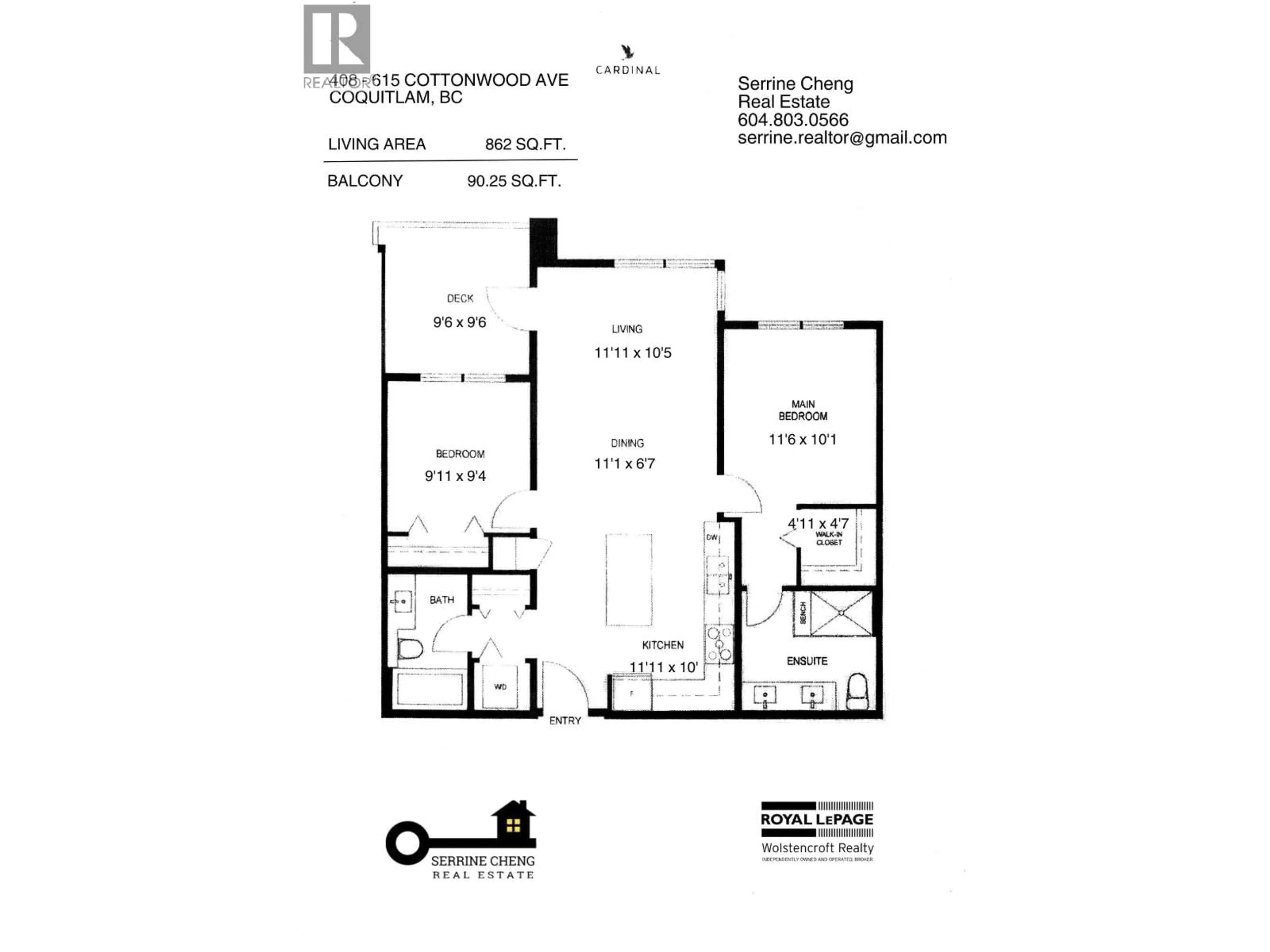 Floor plan for 408 - 615 COTTONWOOD AVENUE, Coquitlam British Columbia V3J0N4
