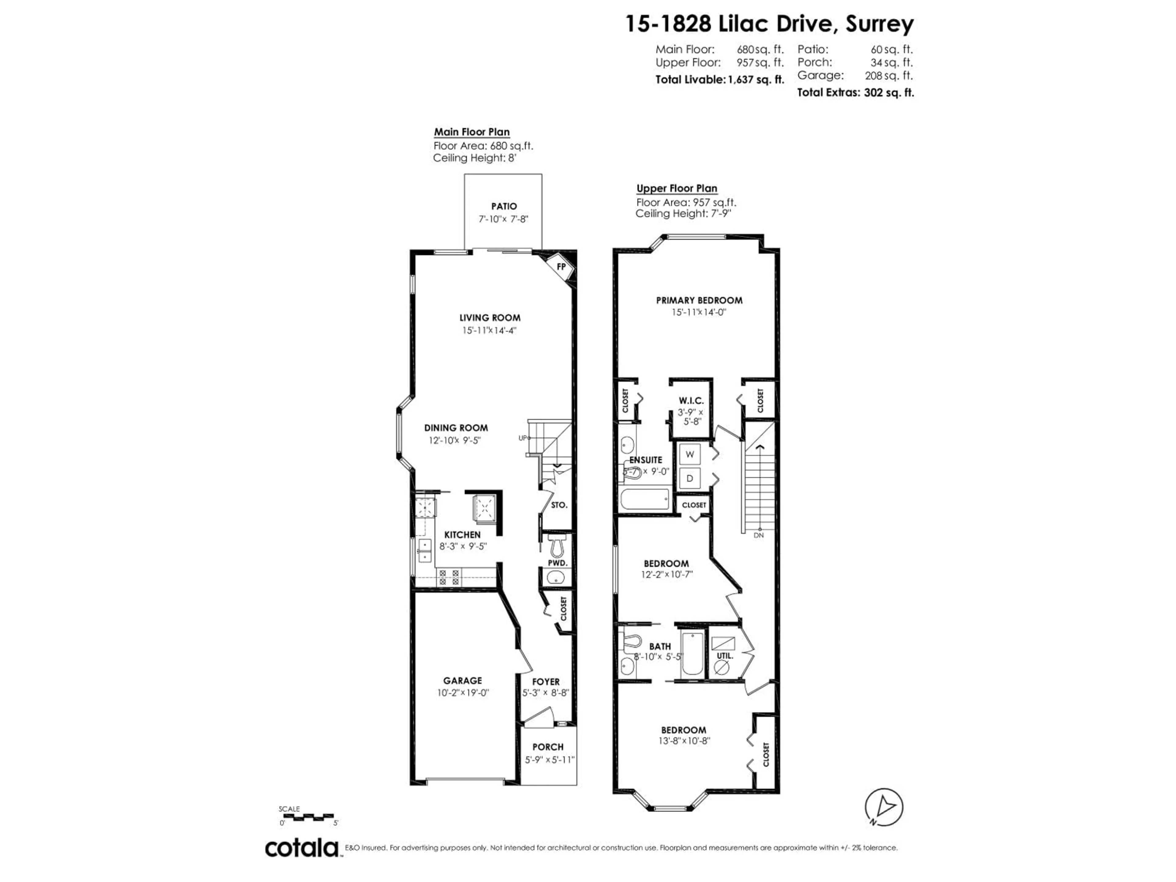 Floor plan for 15 - 1828 LILAC, Surrey British Columbia V4A5C1
