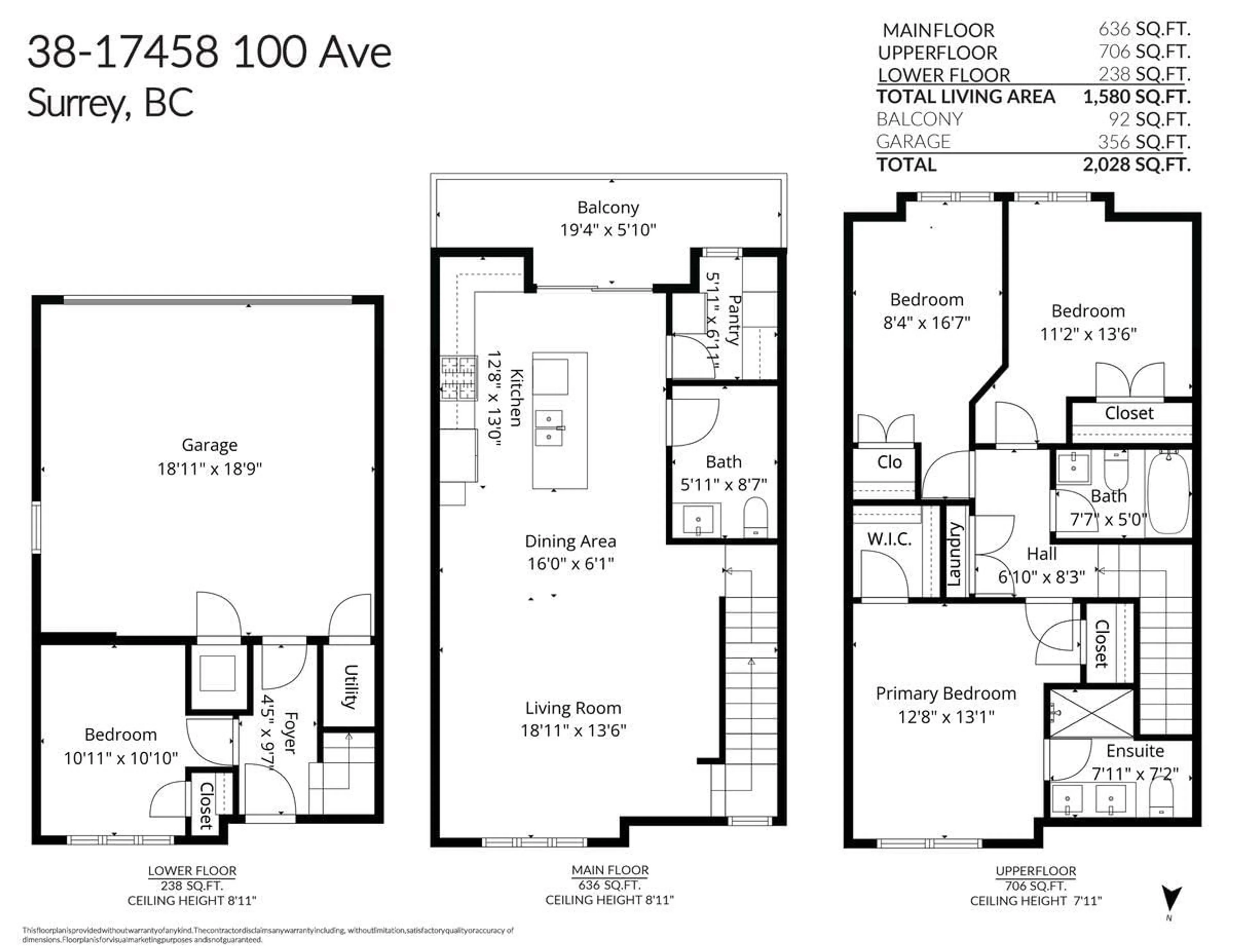 Floor plan for 38 - 17458 100, Surrey British Columbia V4N4L4