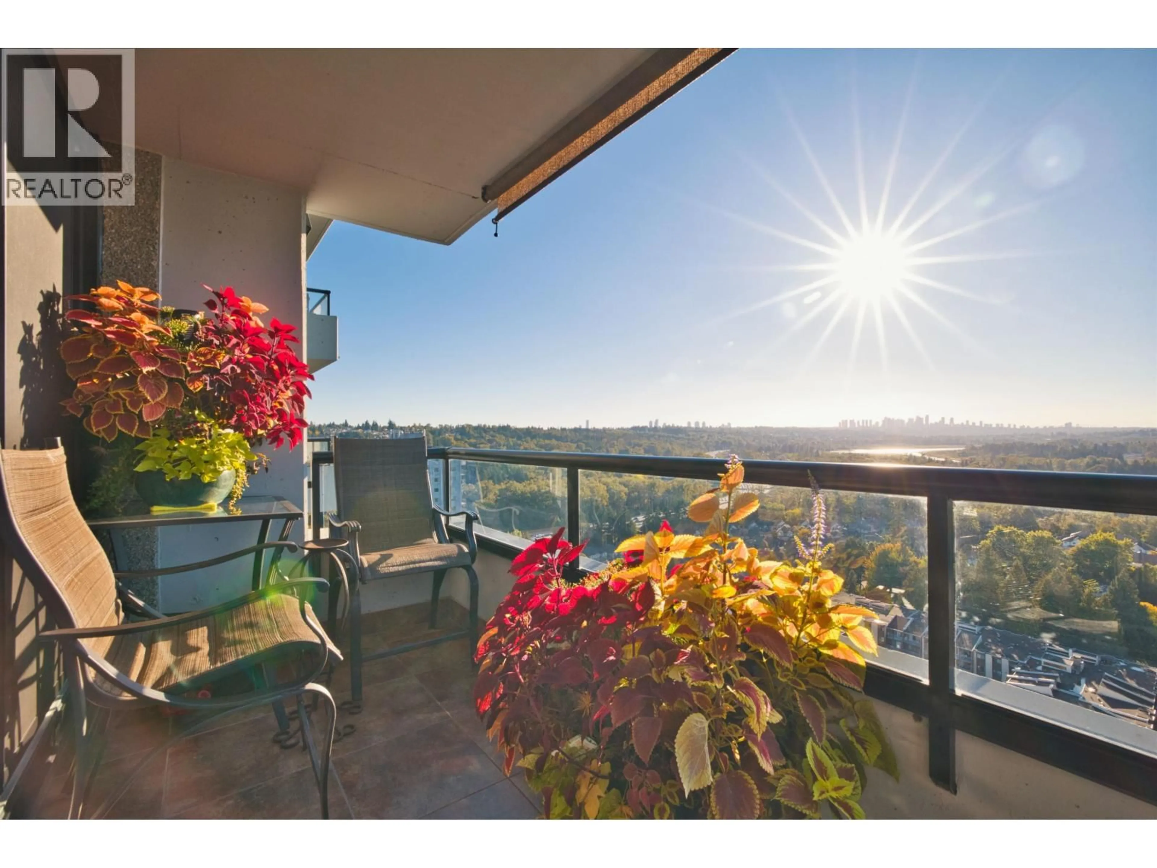 Balcony in the apartment, water/lake/river/ocean view for 2203 - 3980 CARRIGAN COURT, Burnaby British Columbia V3N4S6