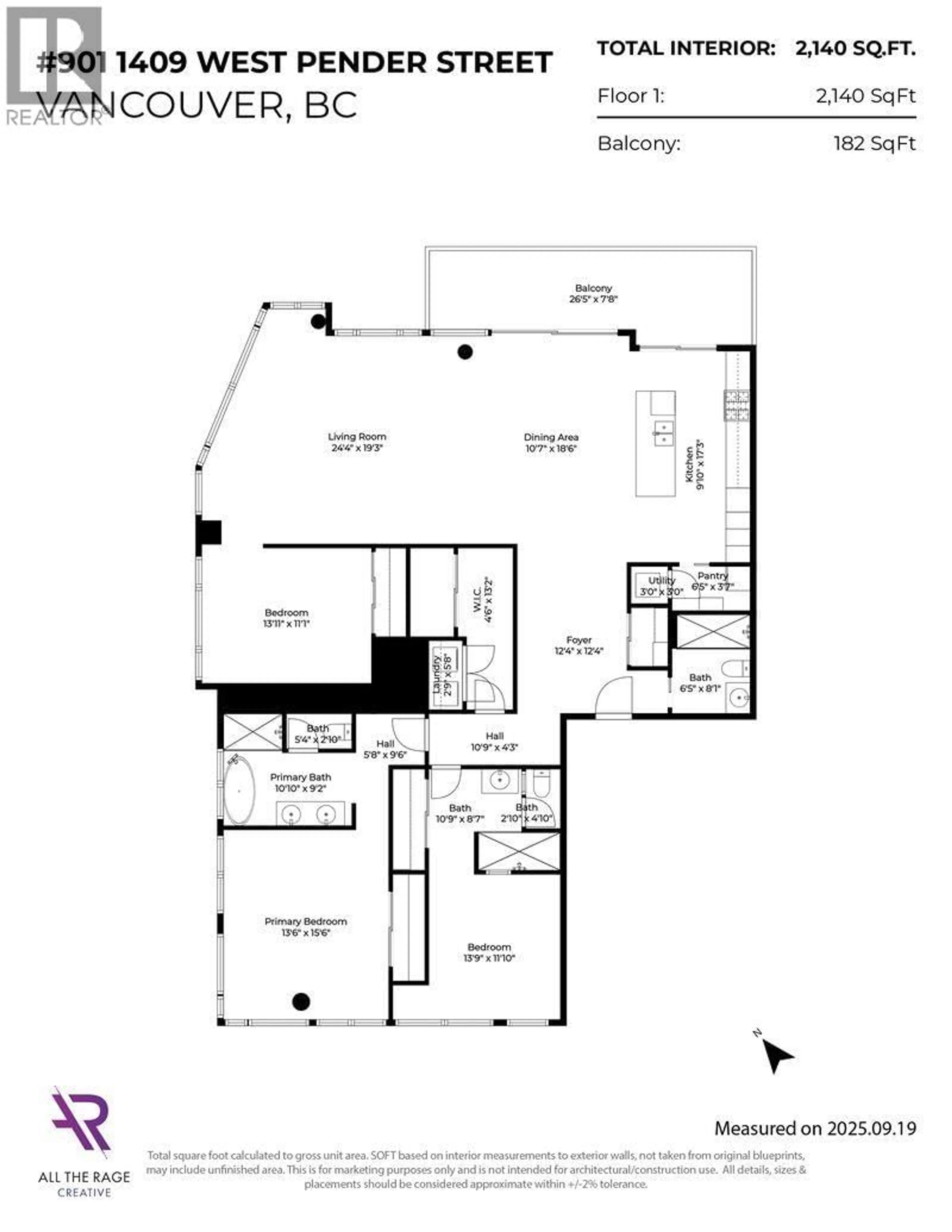 Floor plan for 901 - 1409 PENDER STREET, Vancouver British Columbia V6G2S3