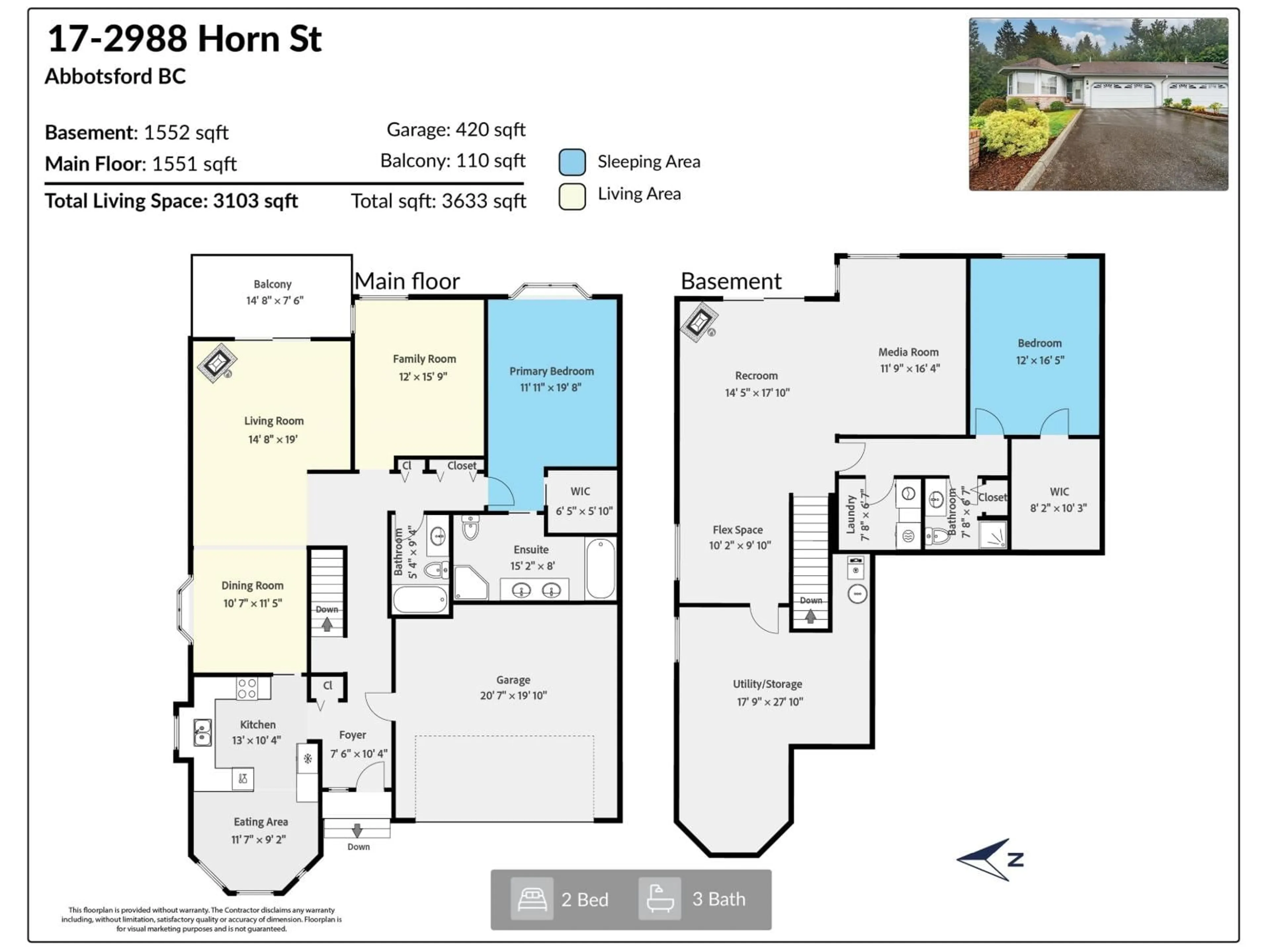 Floor plan for 17 - 2988 HORN, Abbotsford British Columbia V2S3C1