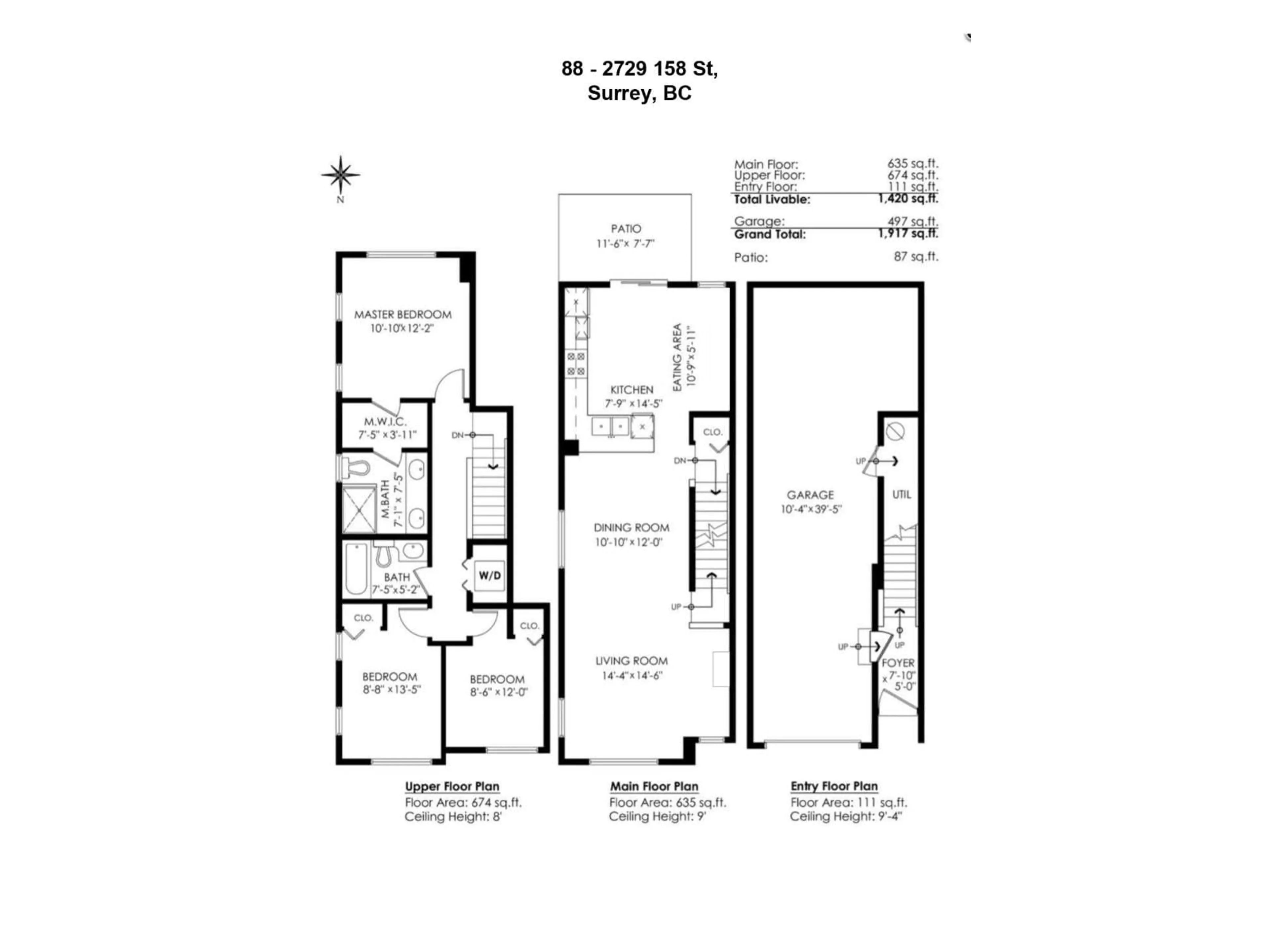 Floor plan for 88 - 2729 158, Surrey British Columbia V3Z1P4