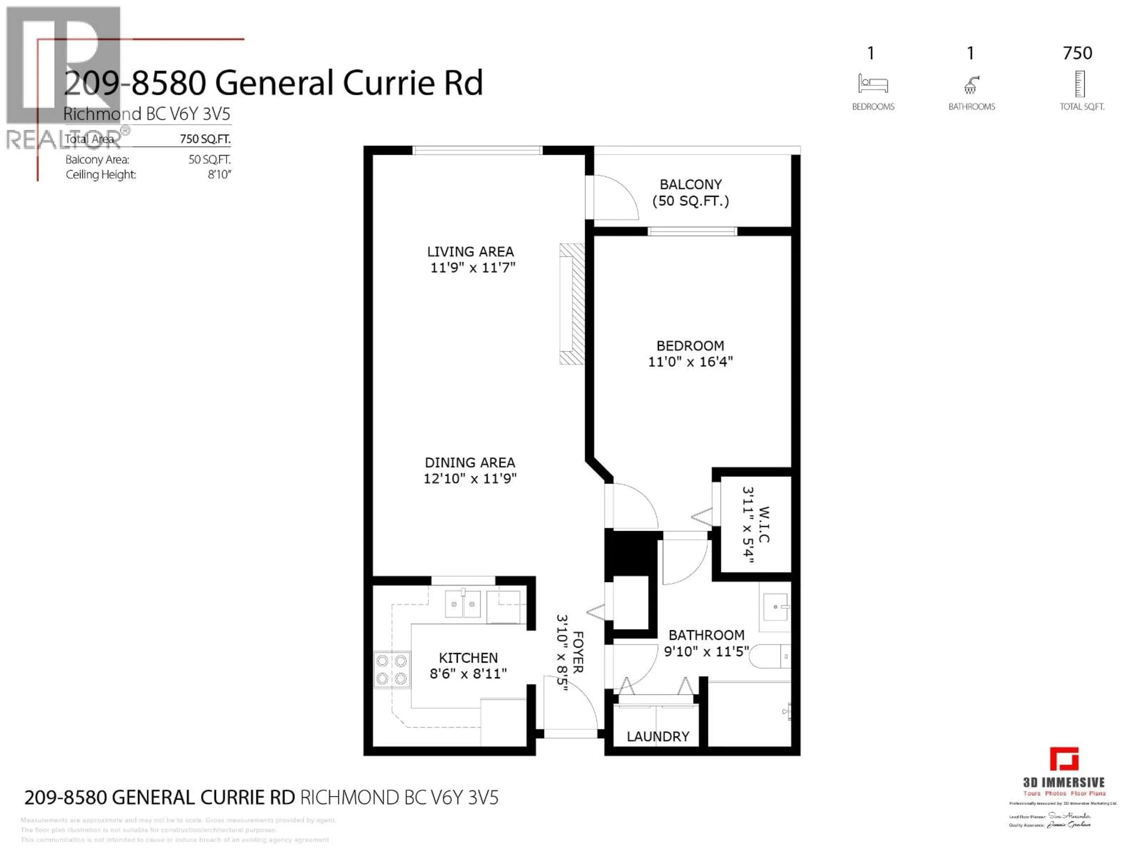 Floor plan for 209 - 8580 GENERAL CURRIE ROAD, Richmond British Columbia V6Y3V5