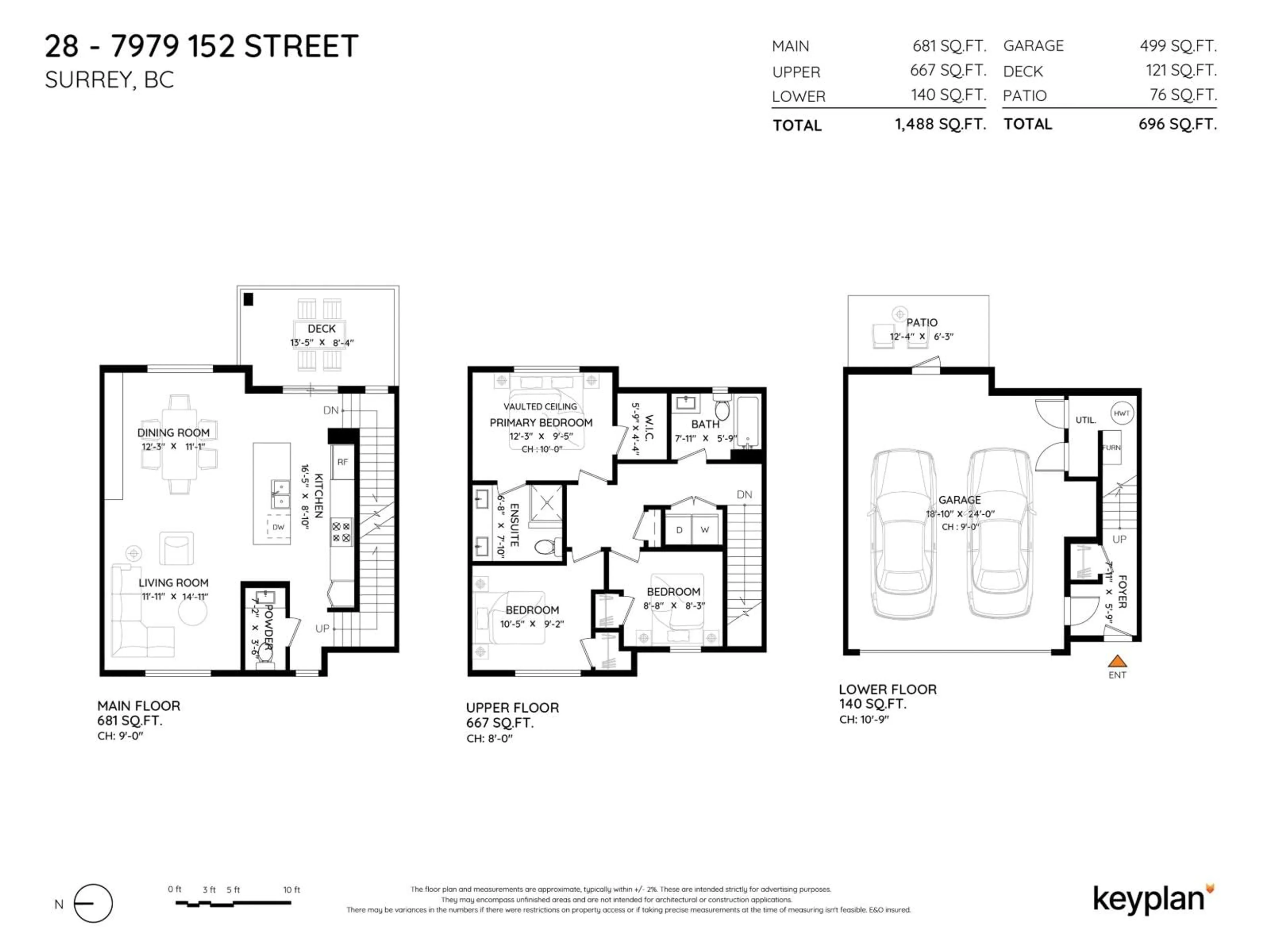Floor plan for 28 - 7979 152, Surrey British Columbia V3S7S7