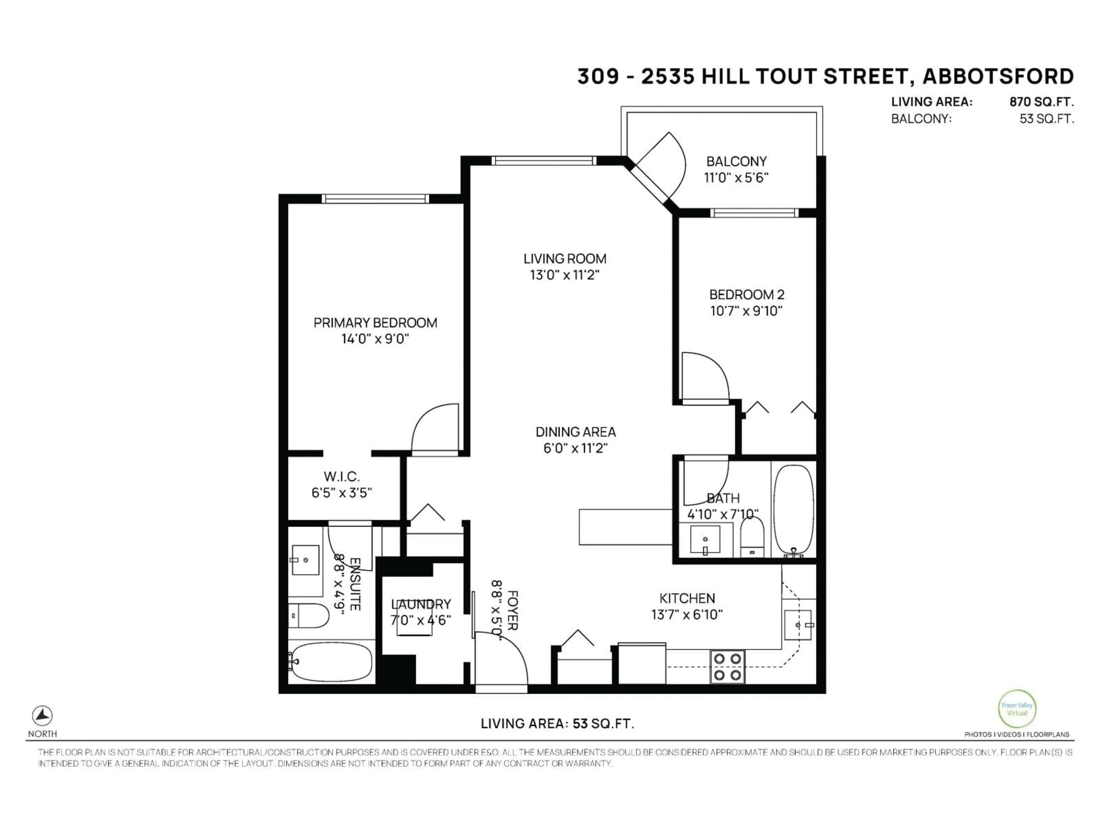 Floor plan for 309 - 2535 HILL-TOUT, Abbotsford British Columbia V2T2P8