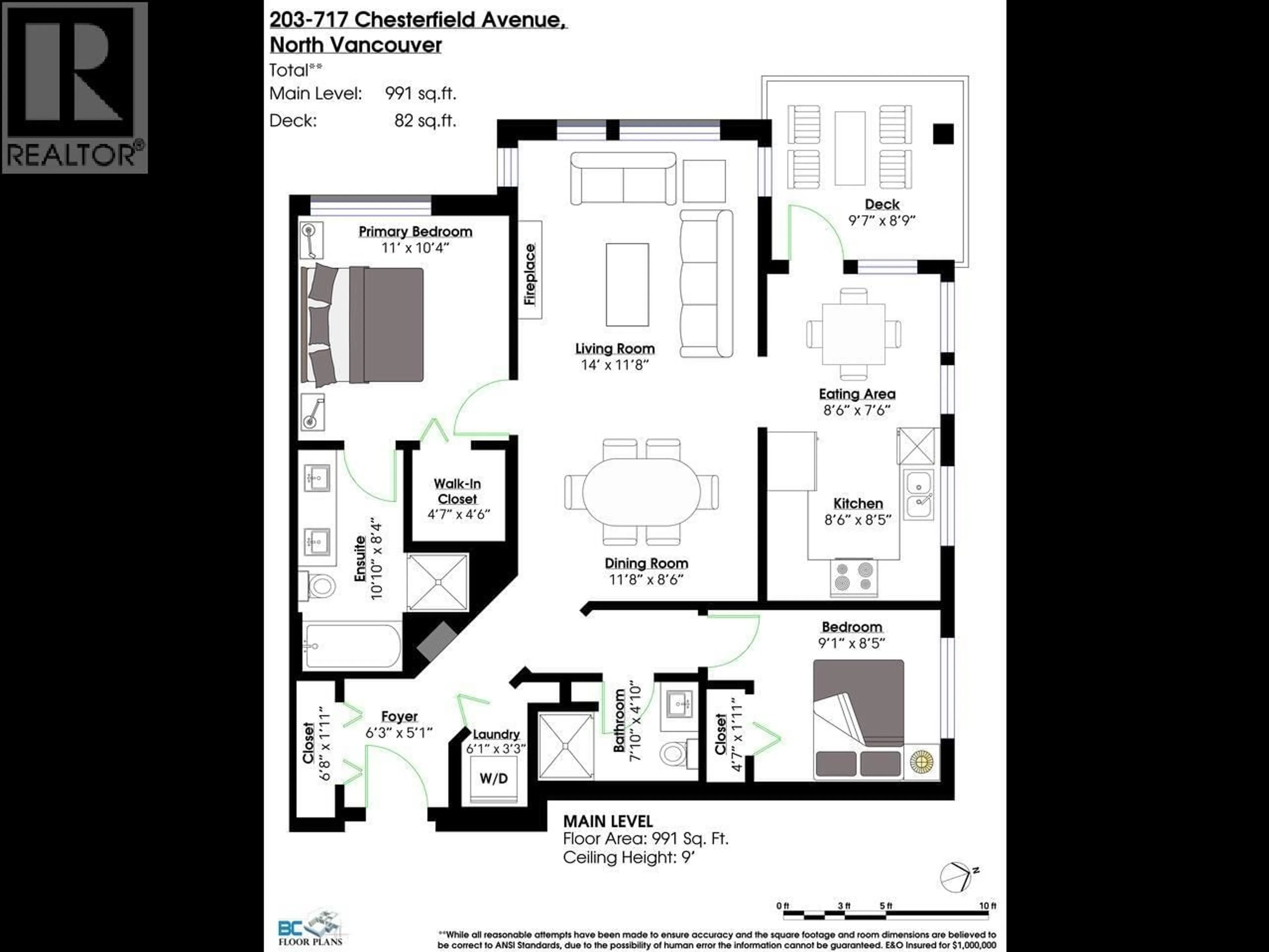 Floor plan for 203 - 717 CHESTERFIELD AVENUE, North Vancouver British Columbia V7M3L8