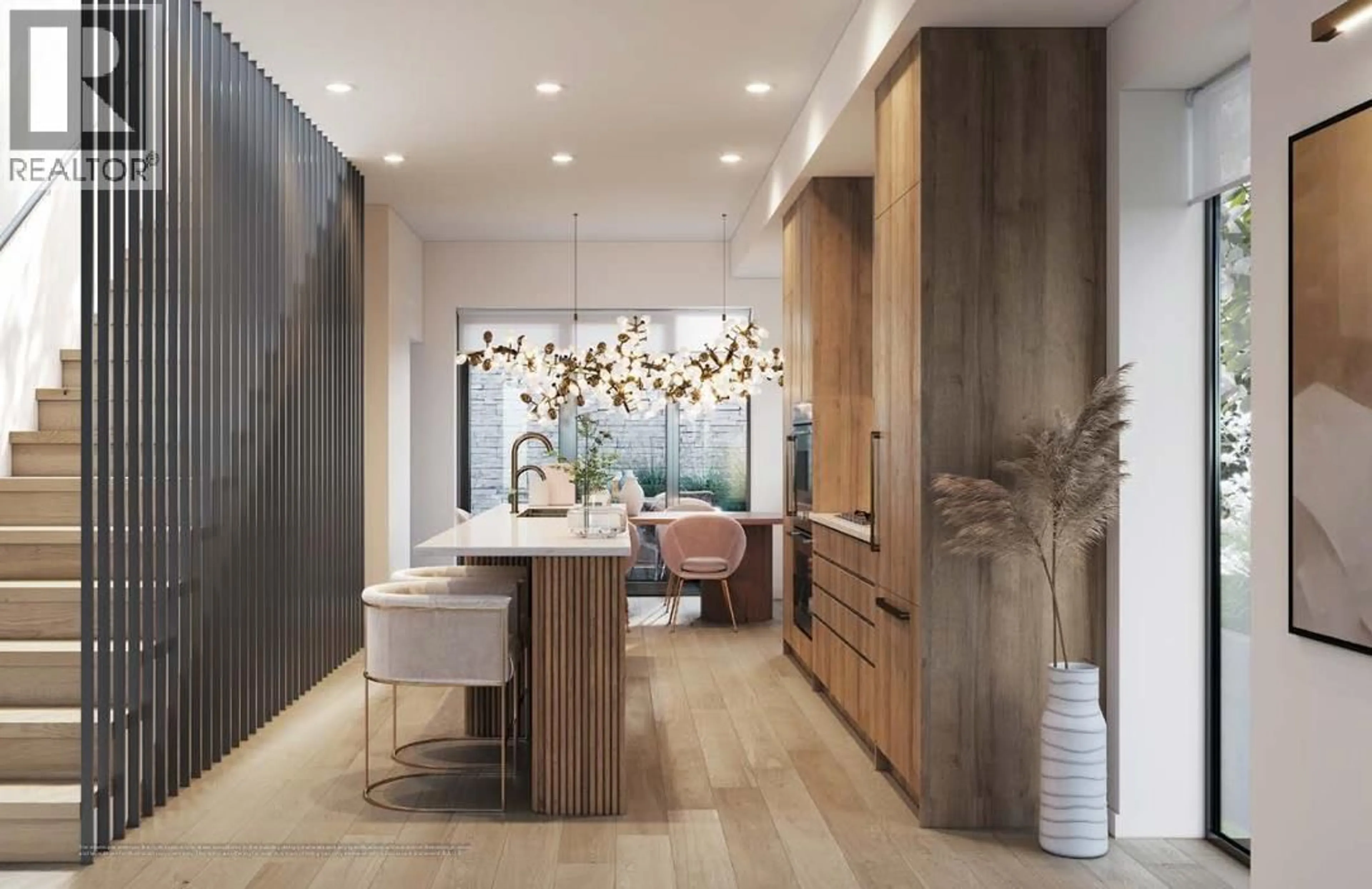 Contemporary kitchen, wood/laminate floor for 121 - 6922 ASH STREET, Vancouver British Columbia V6P3K4