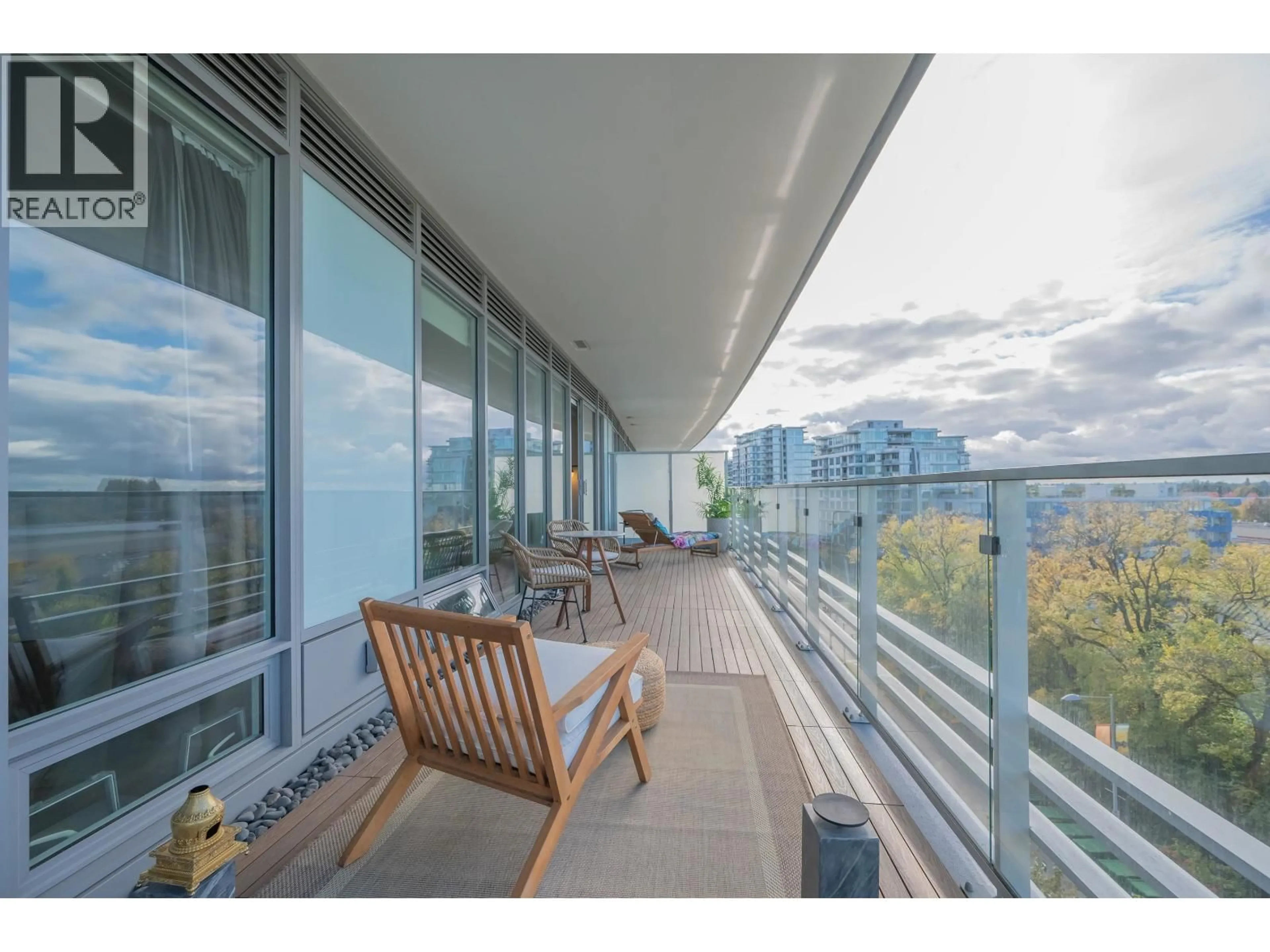 Balcony in the apartment, water/lake/river/ocean view for 606 - 6622 PEARSON WAY, Richmond British Columbia V7C0E4