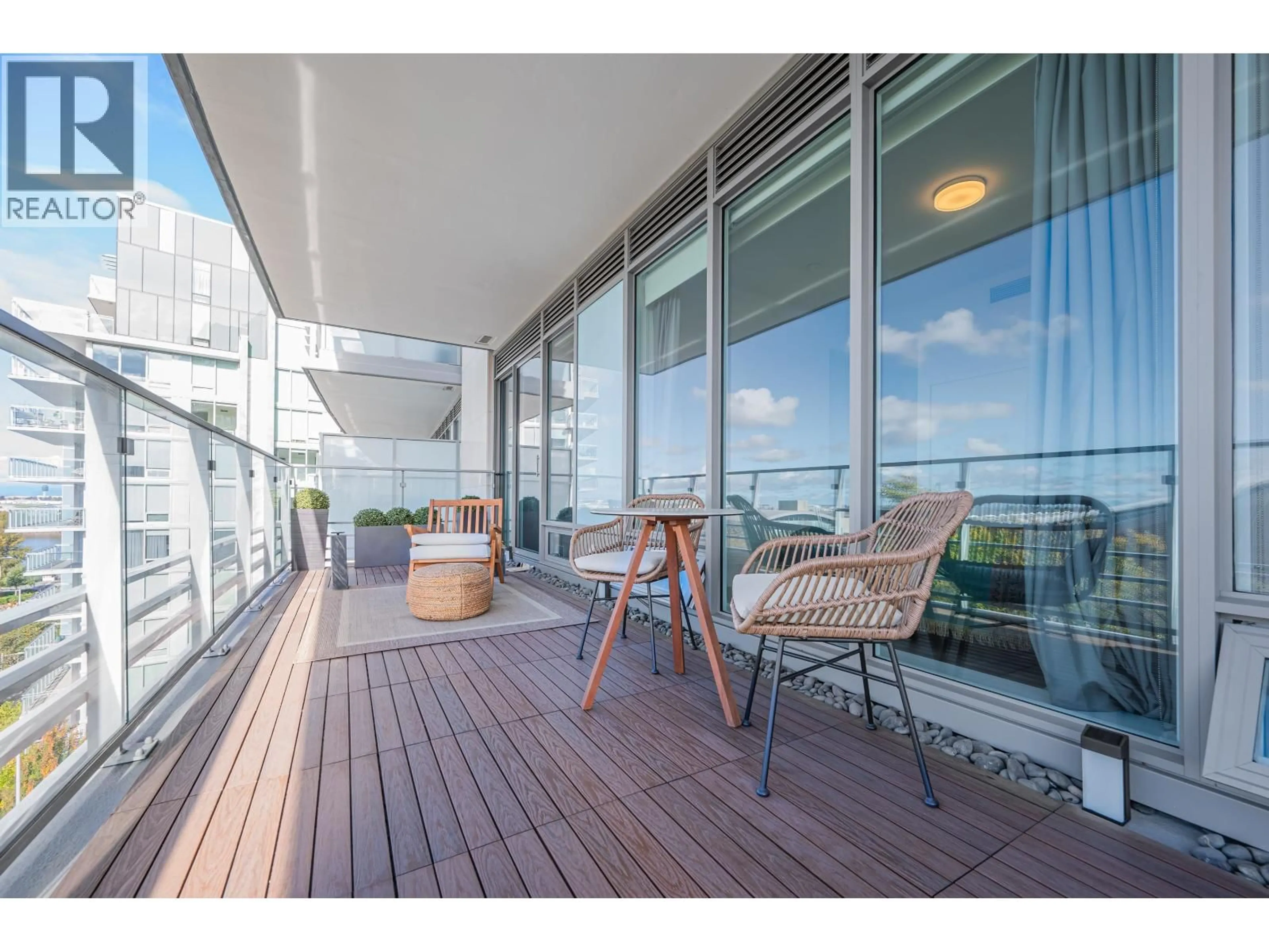 Balcony in the apartment, water/lake/river/ocean view for 606 - 6622 PEARSON WAY, Richmond British Columbia V7C0E4