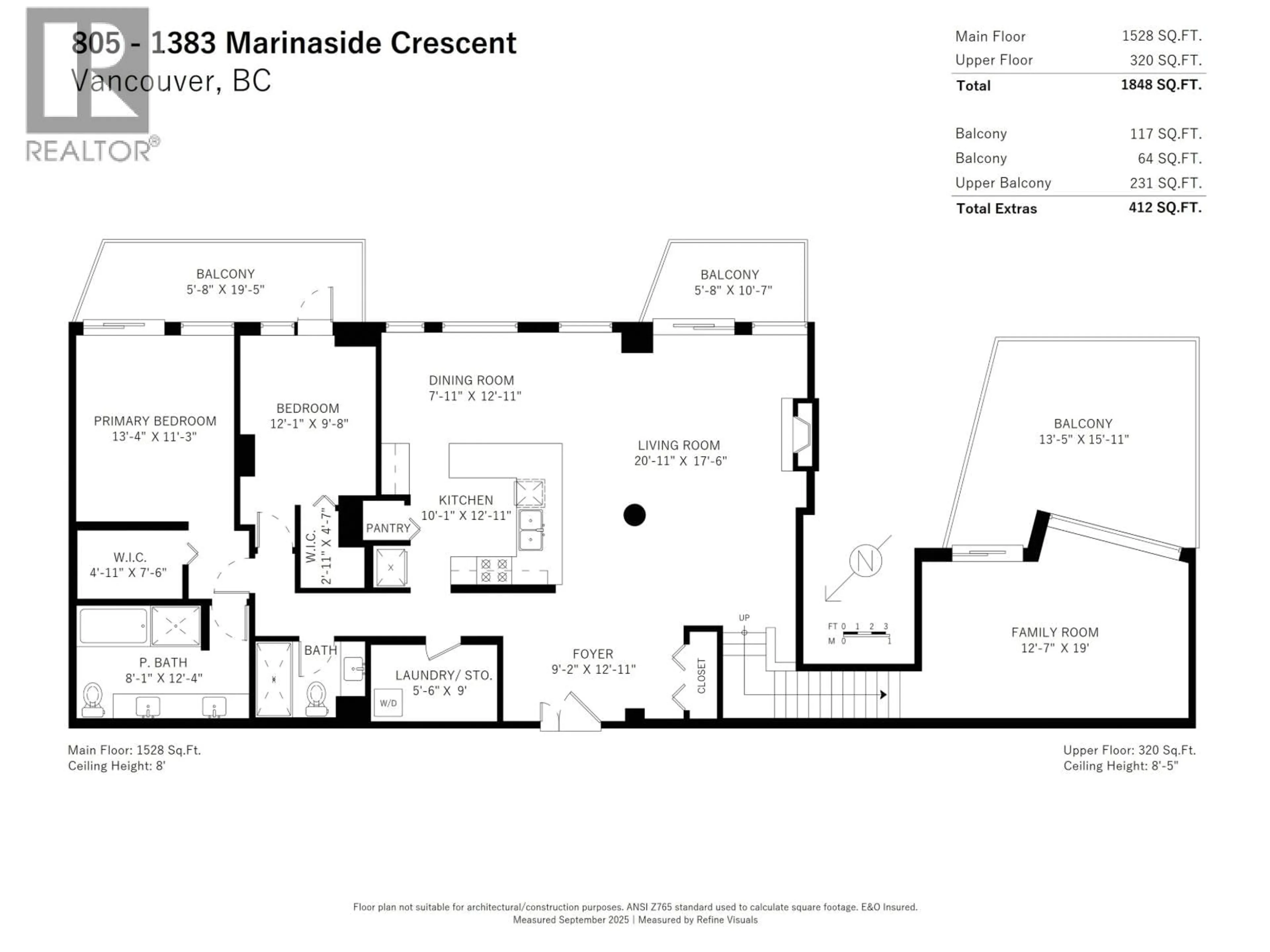 Floor plan for 805 - 1383 MARINASIDE CRESCENT, Vancouver British Columbia V6Z2W9