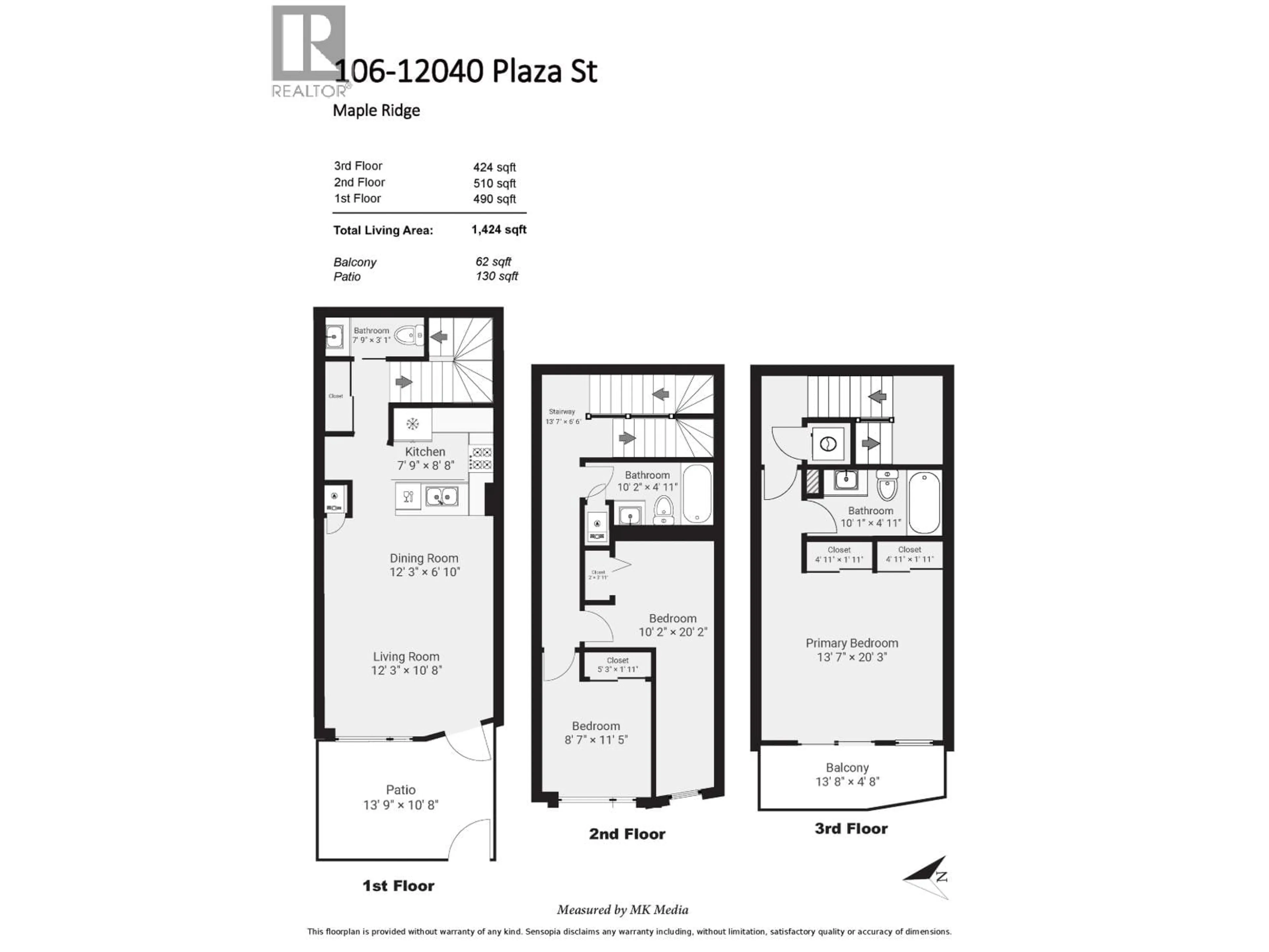 Floor plan for 106 - 12040 PLAZA STREET, Maple Ridge British Columbia V2X5X9