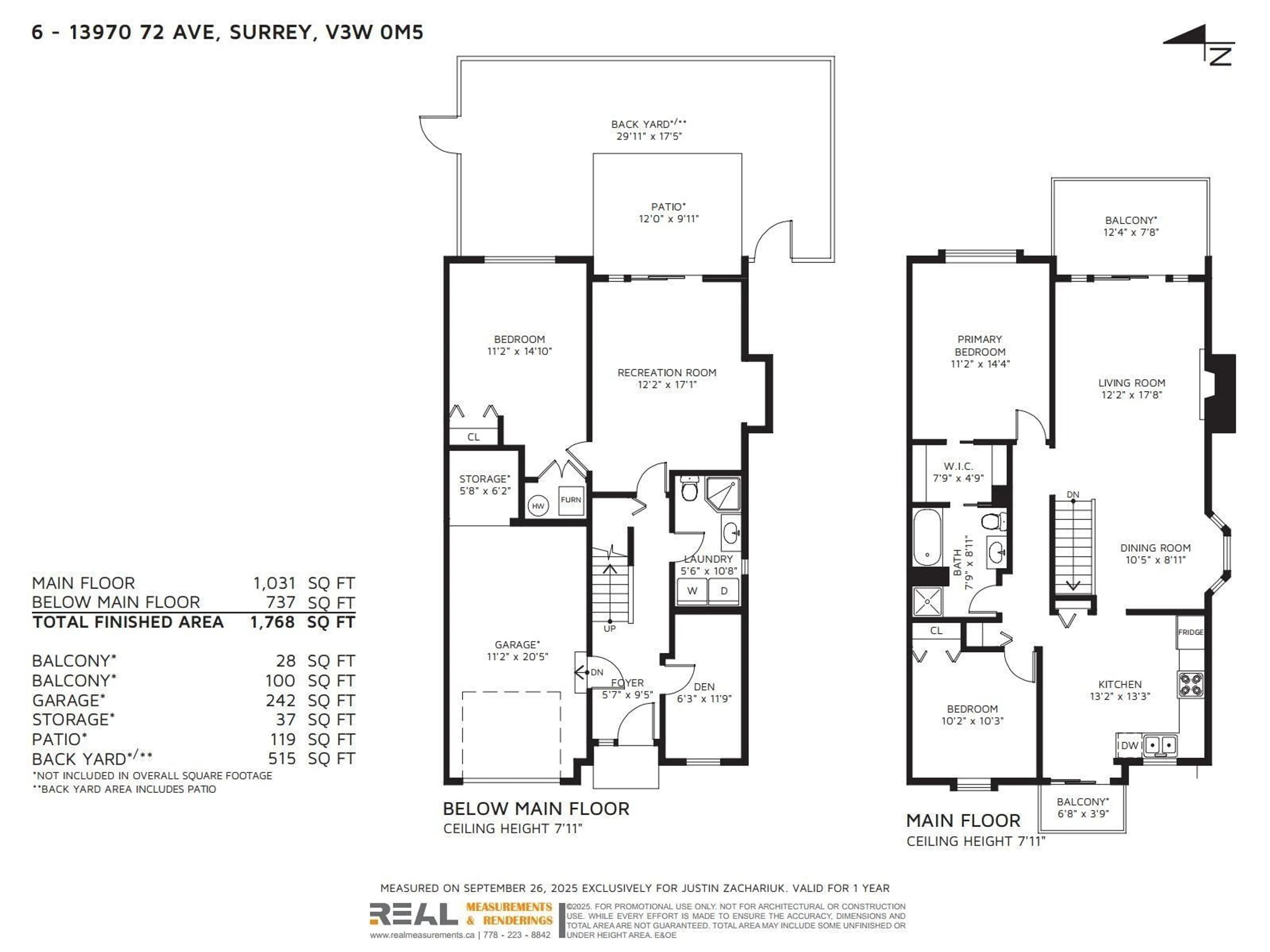 Floor plan for 6 - 13970 72, Surrey British Columbia V3W0M5