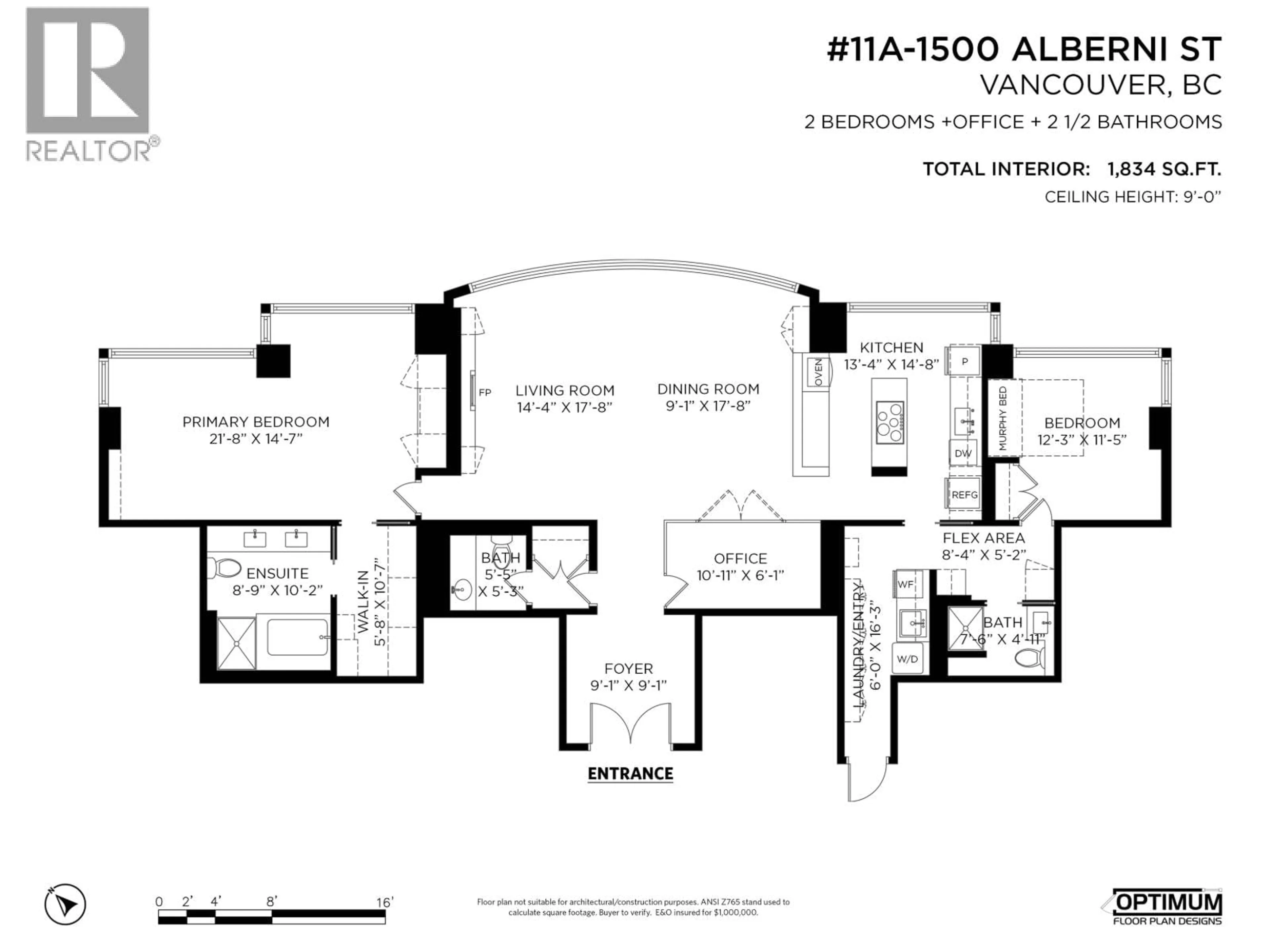 Floor plan for 11A - 1500 ALBERNI STREET, Vancouver British Columbia V6G3C9