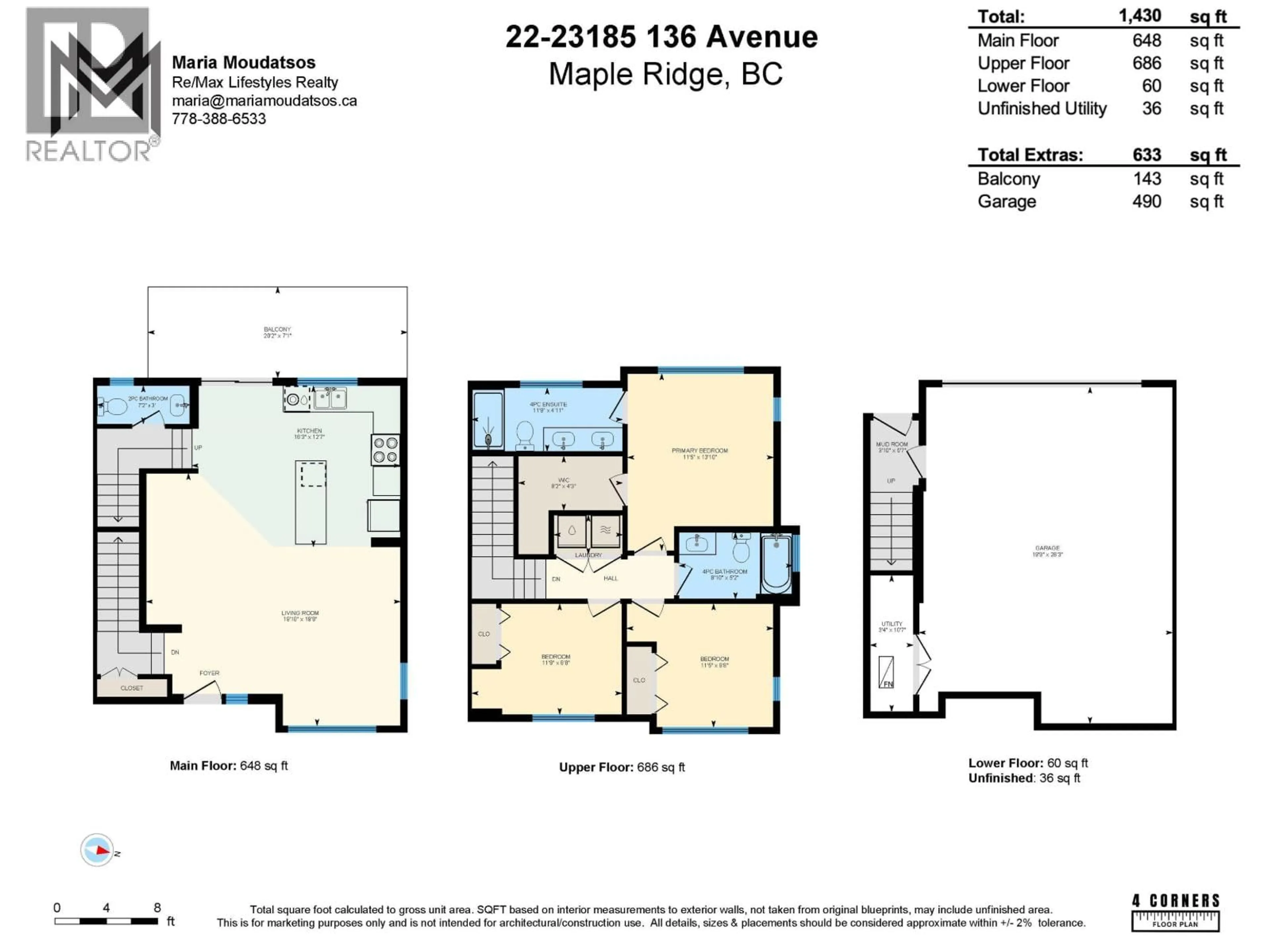 Floor plan for 22 - 23183 136 AVENUE, Maple Ridge British Columbia V4R0H9