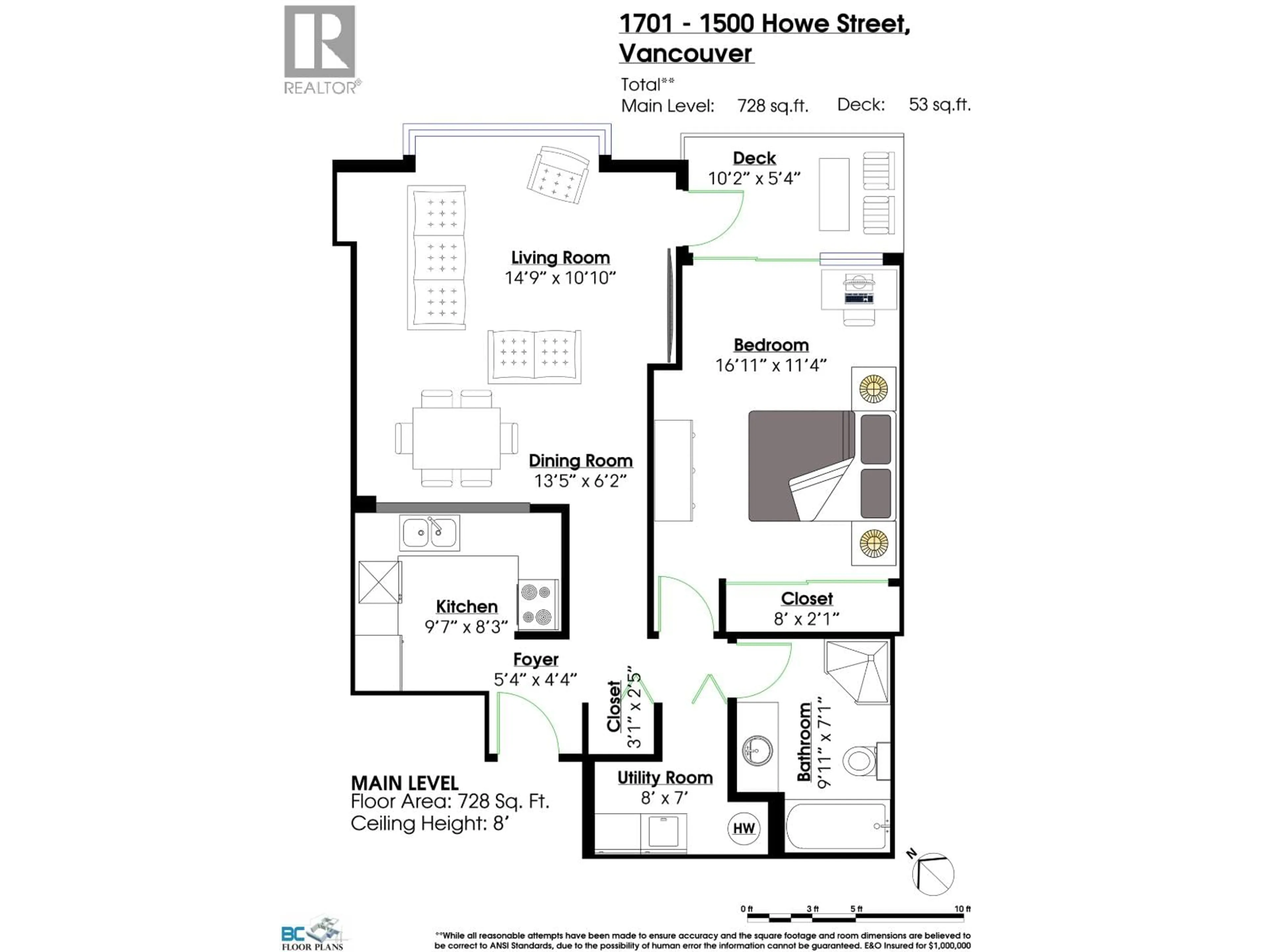 Floor plan for 1701 - 1500 HOWE STREET, Vancouver British Columbia V6Z2M8
