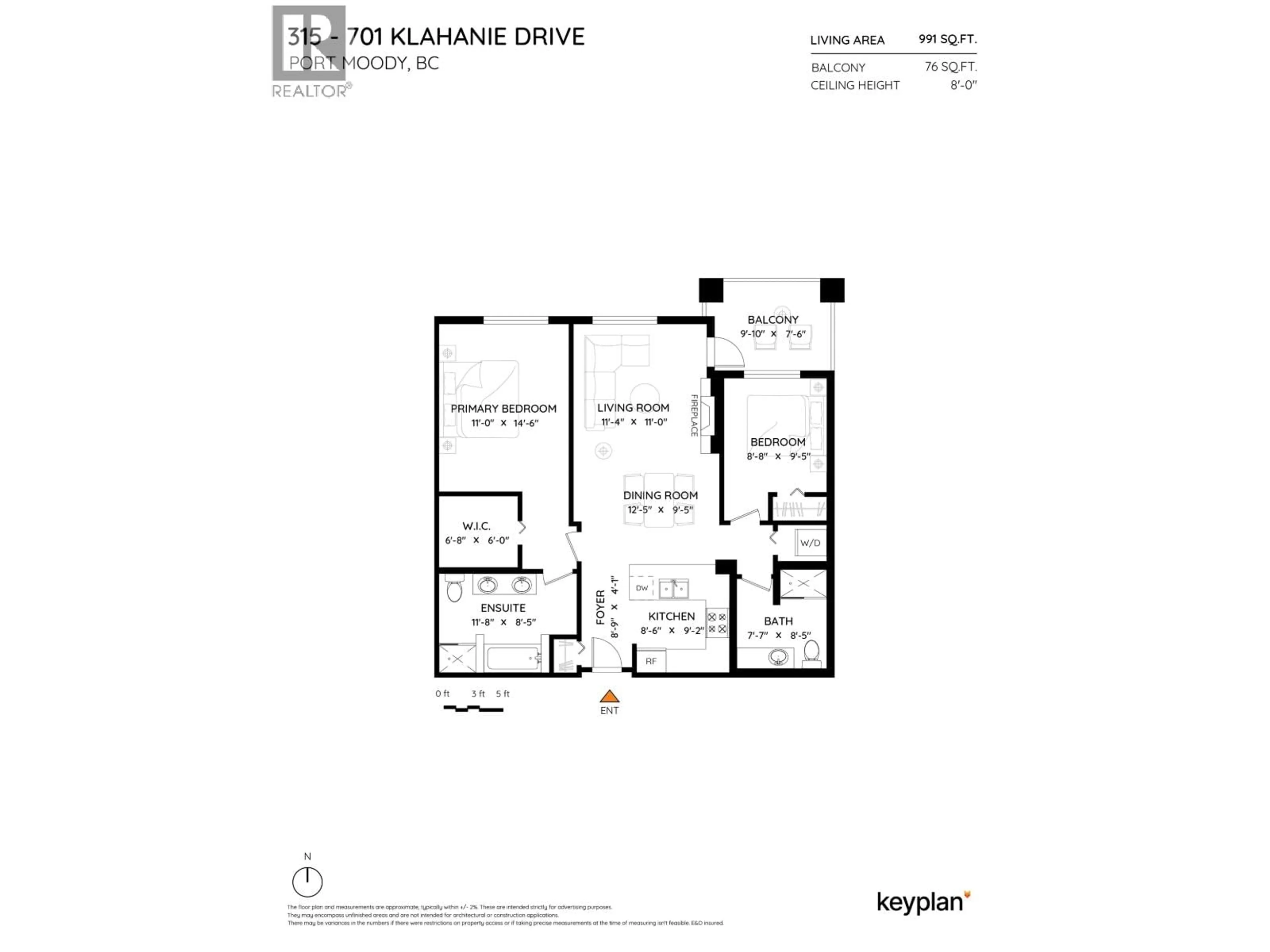 Floor plan for 315 - 701 KLAHANIE DRIVE, Port Moody British Columbia V3H5L6
