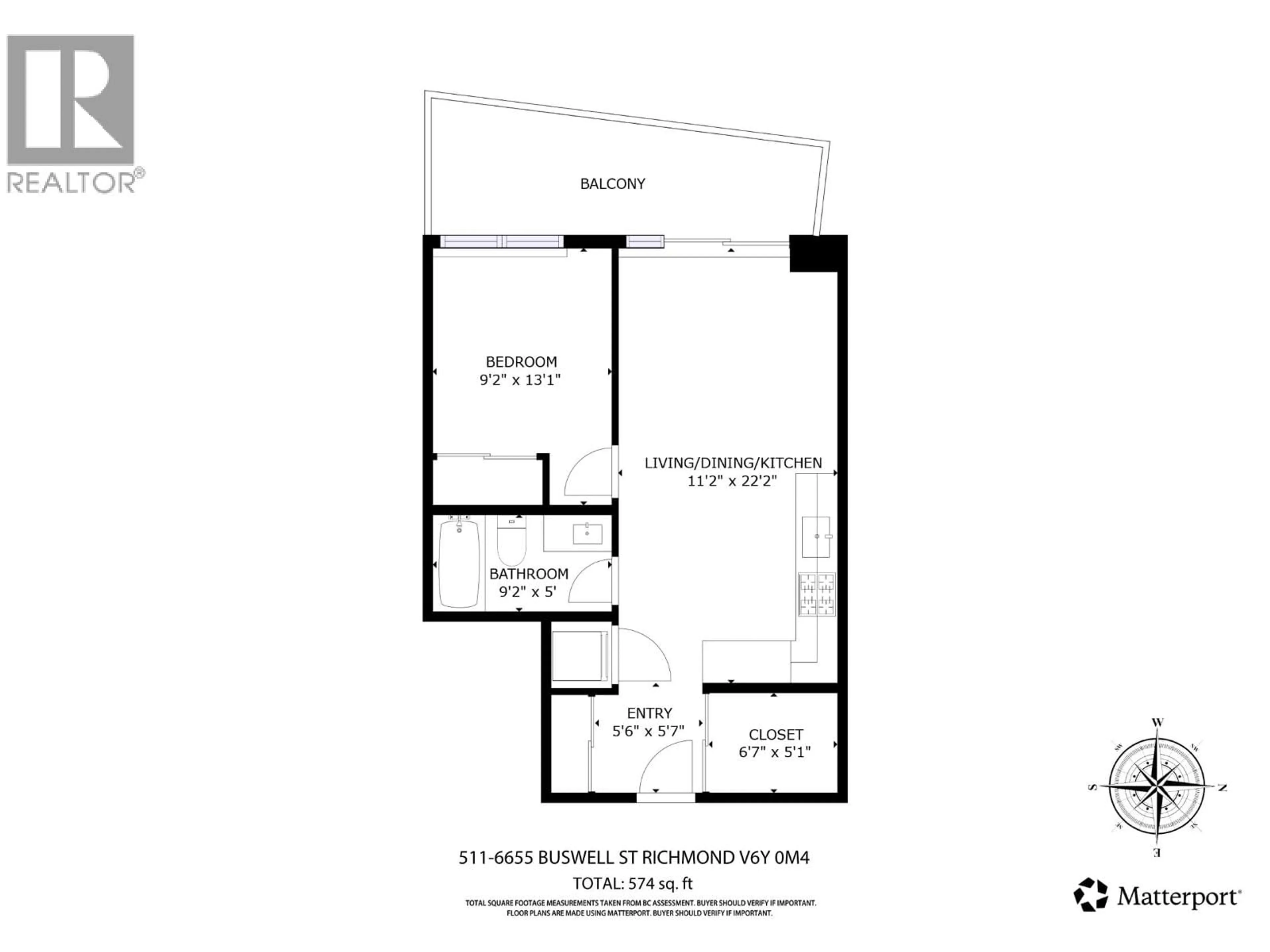 Floor plan for 511 - 6655 BUSWELL STREET, Richmond British Columbia V6Y0M4