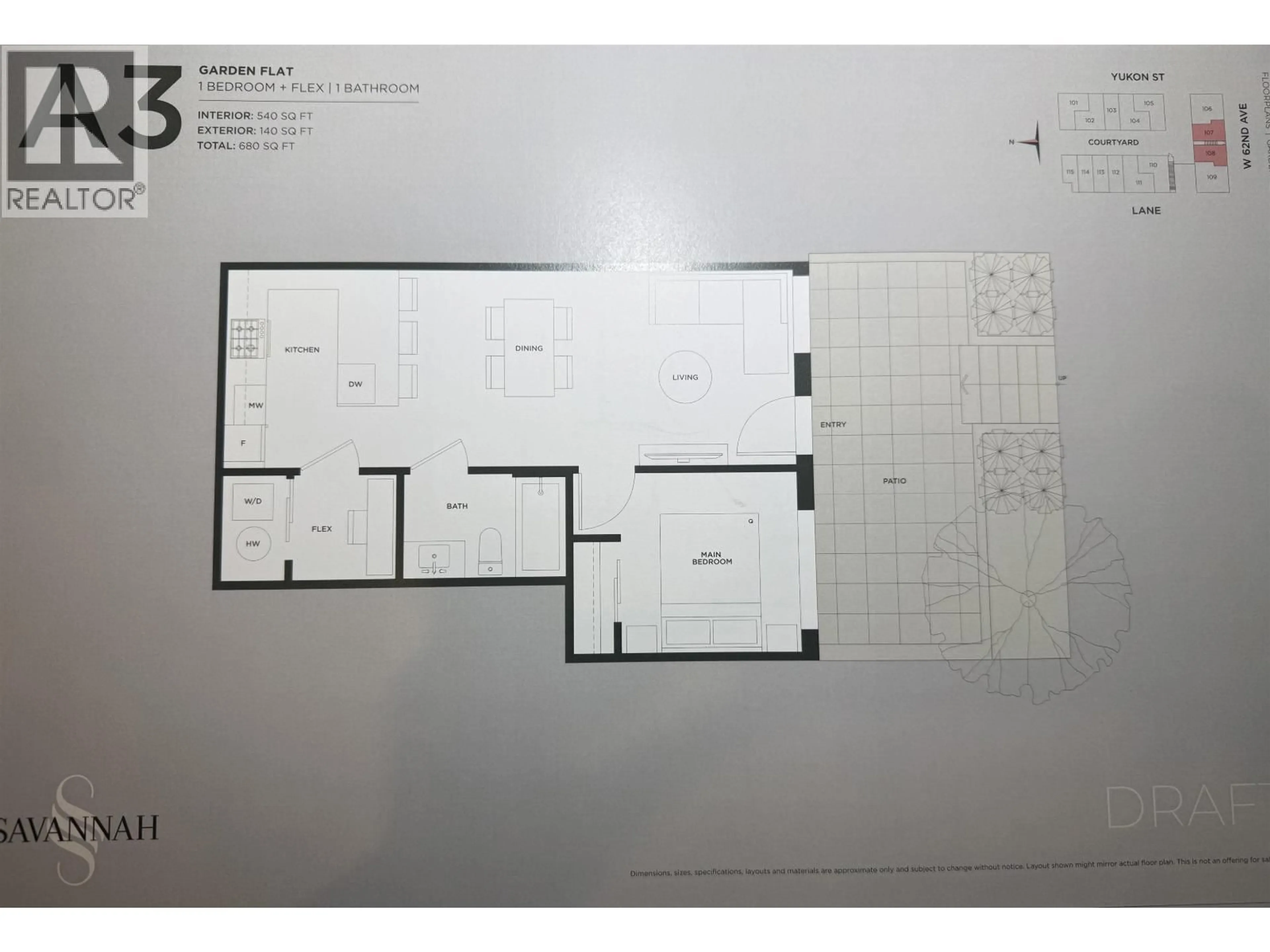 Floor plan for 107 - 7779 YUKON STREET, Vancouver British Columbia V5X2Y4