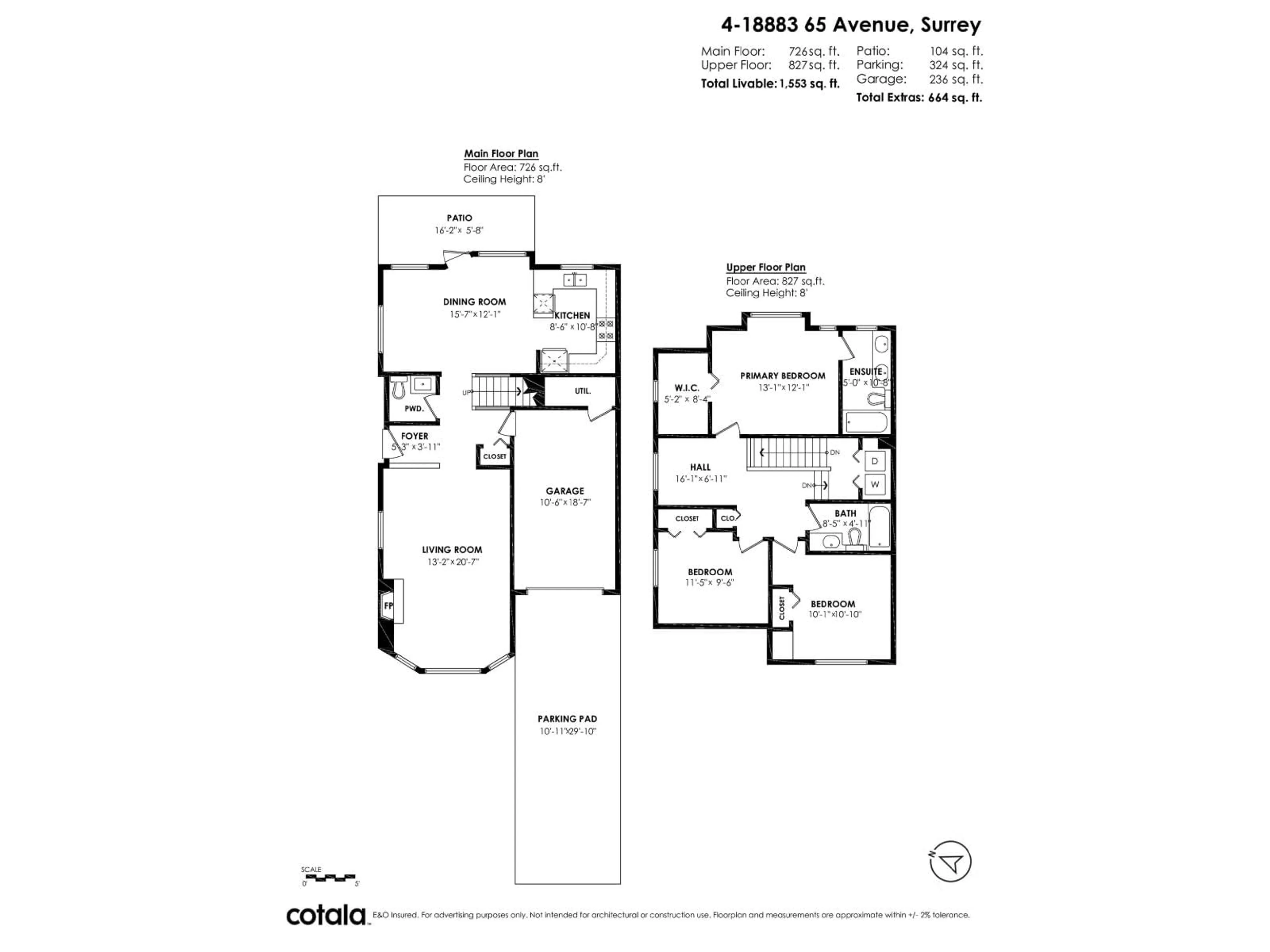 Floor plan for 4 - 18883 65, Surrey British Columbia V3S8Y2