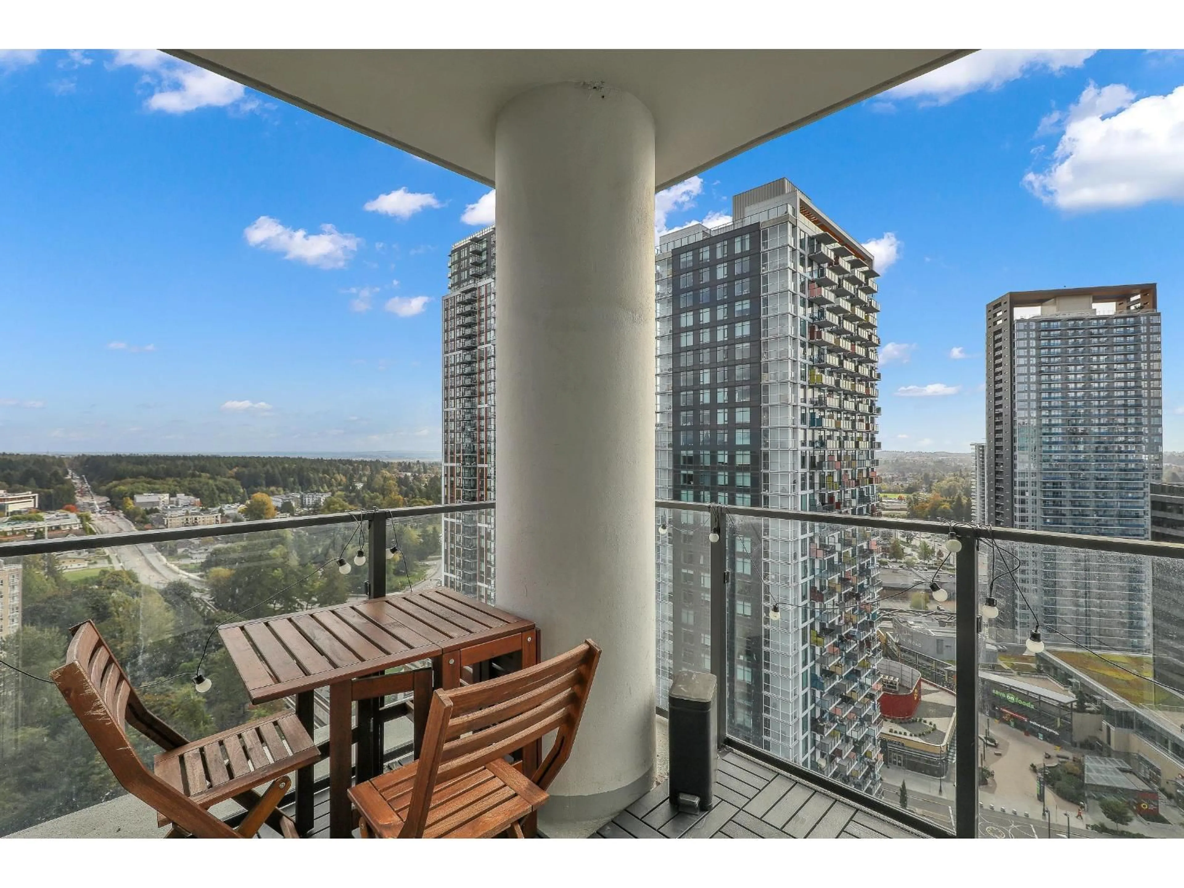 Balcony in the apartment, city buildings view from balcony for 2510 - 9887 WHALLEY, Surrey British Columbia V3T0P4