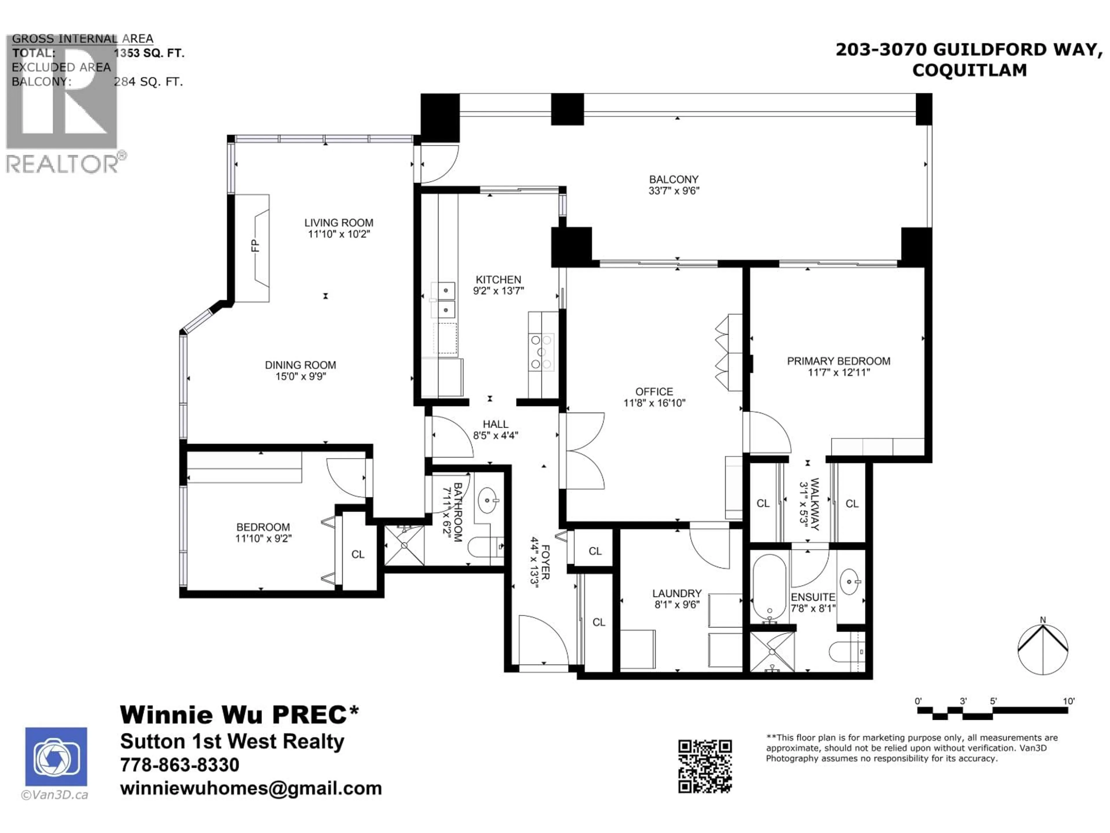 Floor plan for 203 - 3070 GUILDFORD WAY, Coquitlam British Columbia V3B7R8